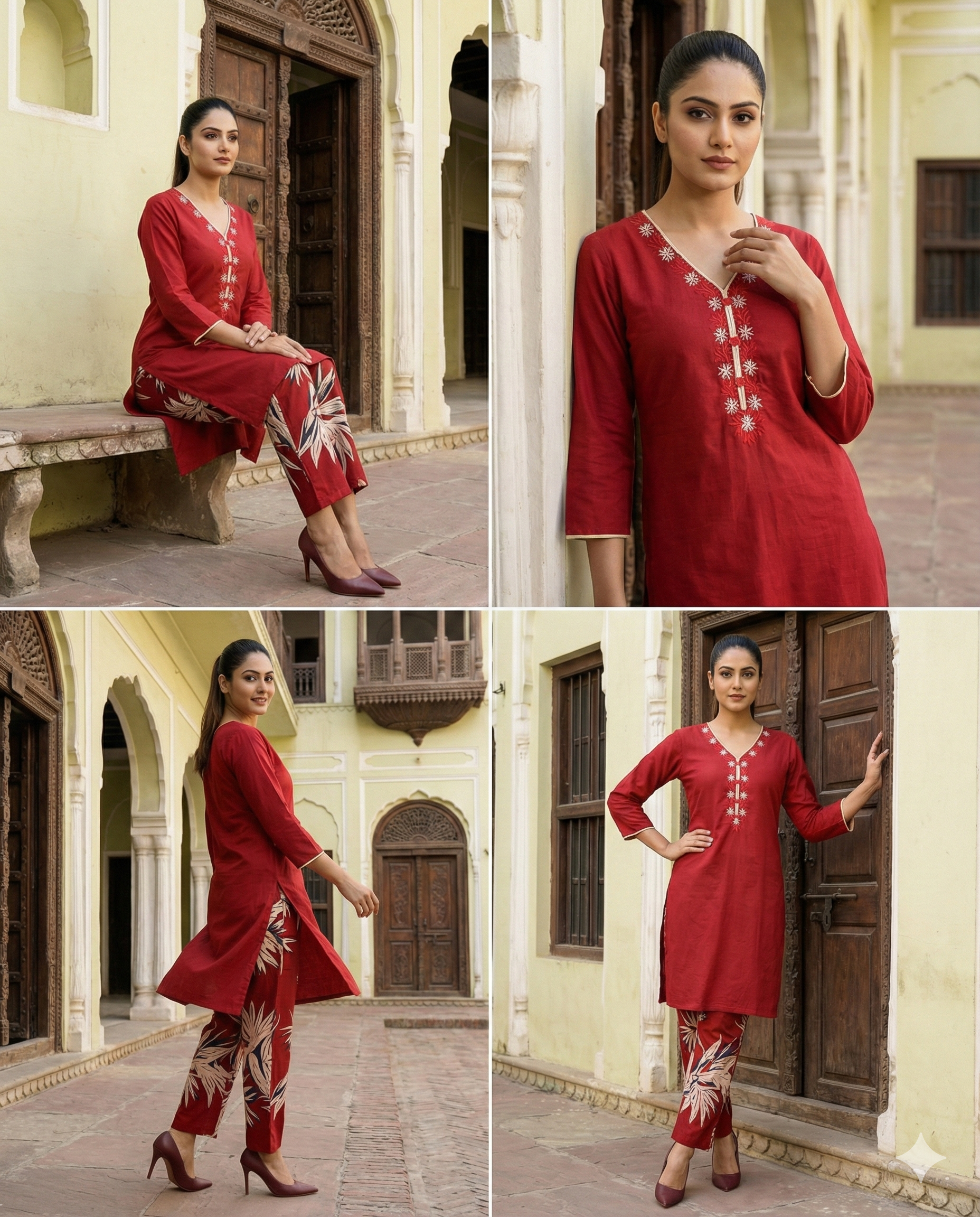 Kingfisher Designer Cotton KP Set - Red