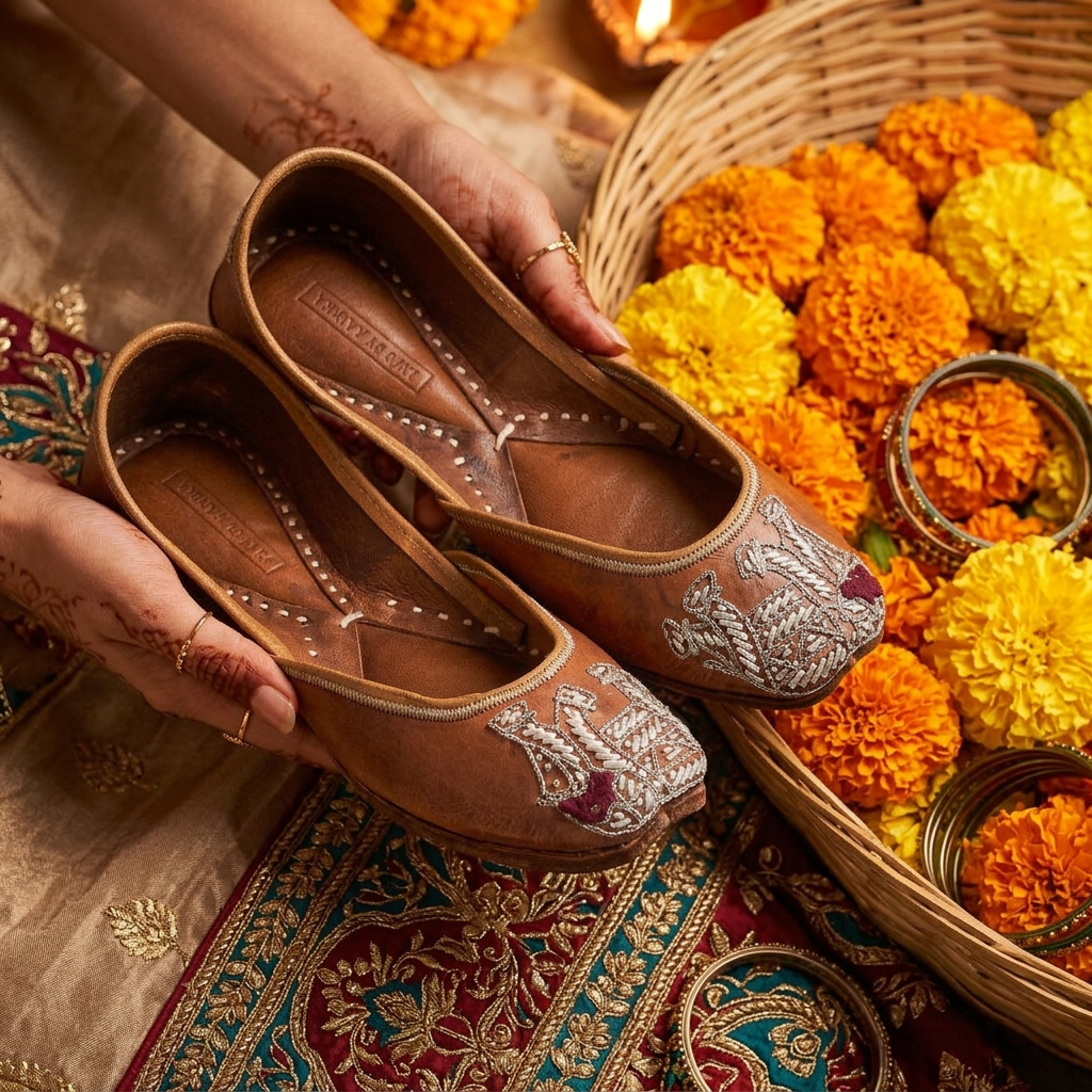 Gajraj Glimmer Pure Leather Handcrafted Jutti