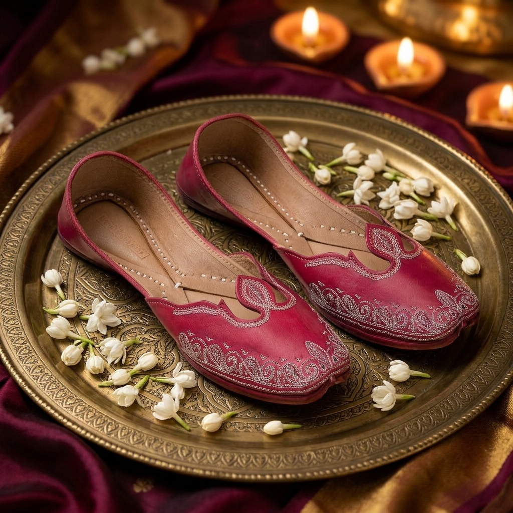 ROSEATE THREAD PURE LEATHER PINK HANDCRAFTED JUTTI