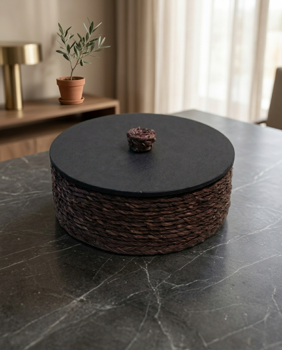 HANDMADE SABAI GRASS ROTI CASSEROLE WITH WOODEN LID