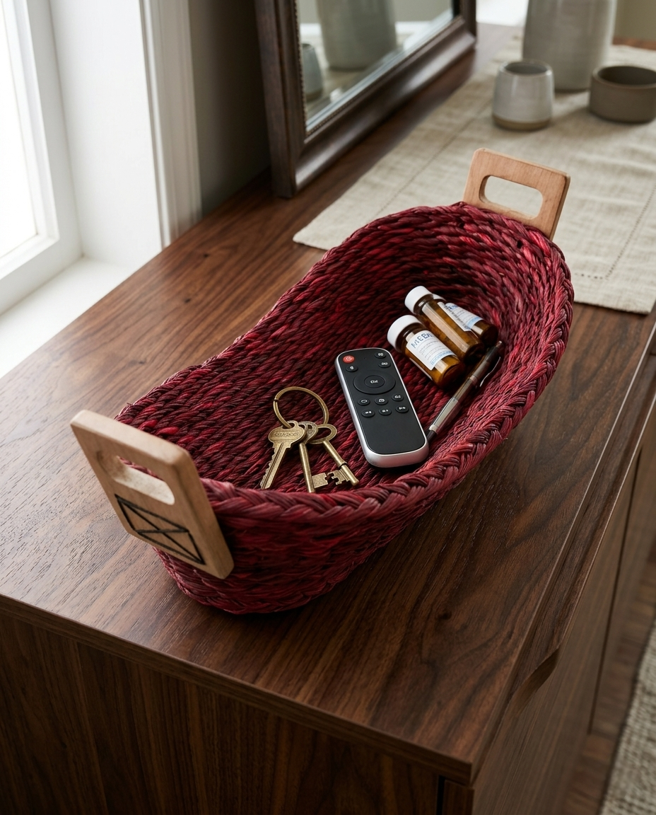 HANDMADE SABAI GRASS RED BREAD BASKET