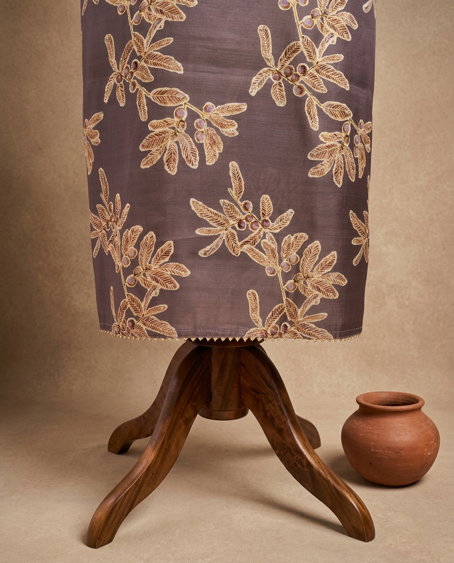 COCOA GRACE MUL CHANDERI MAUVE 3 PC SUIT FABRIC
