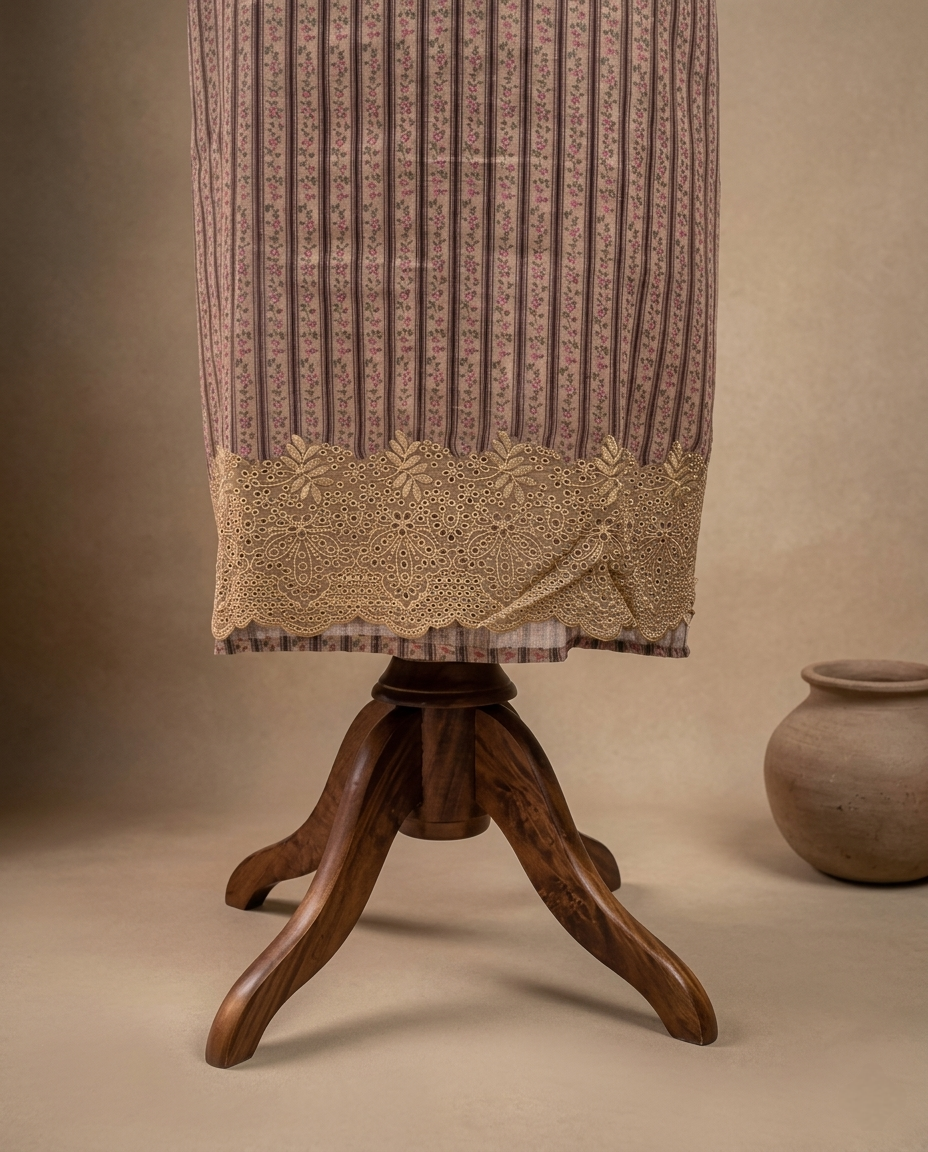 EARTHY BLOOM PURE LINEN BROWN 3 PC SUIT FABRIC