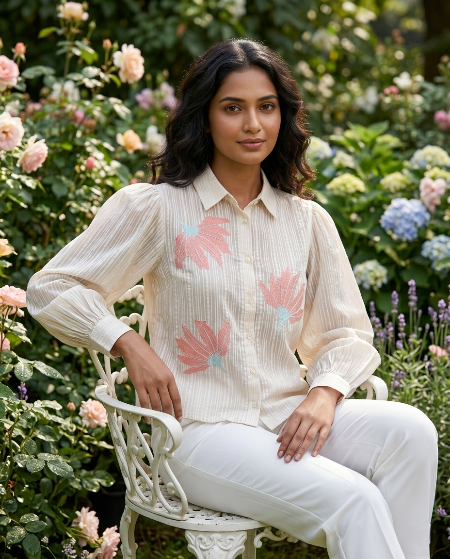BRASSO COTTON CREAM CROP STYLE TOP