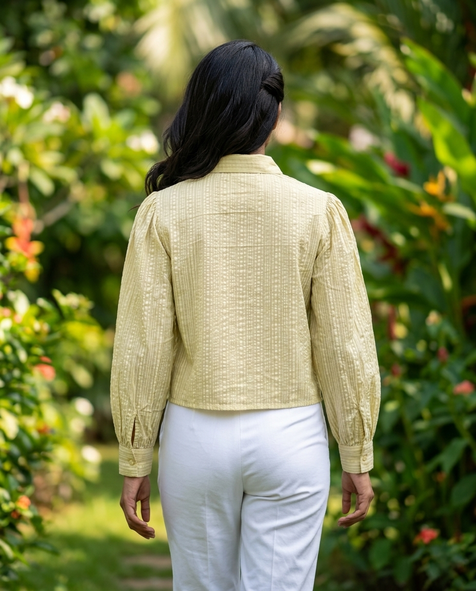 BRASSO COTTON GREEN CROP STYLE TOP