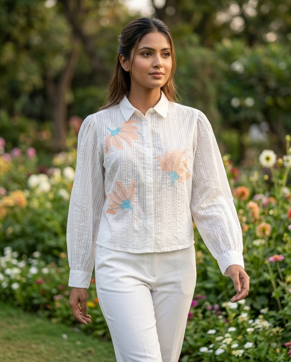 BRASSO COTTON WHITE CROP STYLE TOP