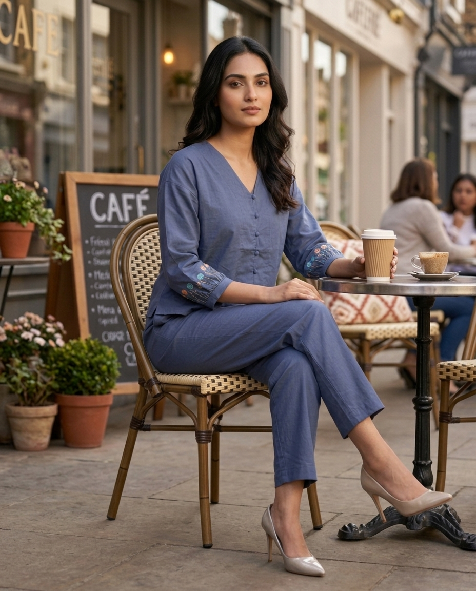 SAPPHIRE CALM PREMIUM MUL BLUE CORD SET