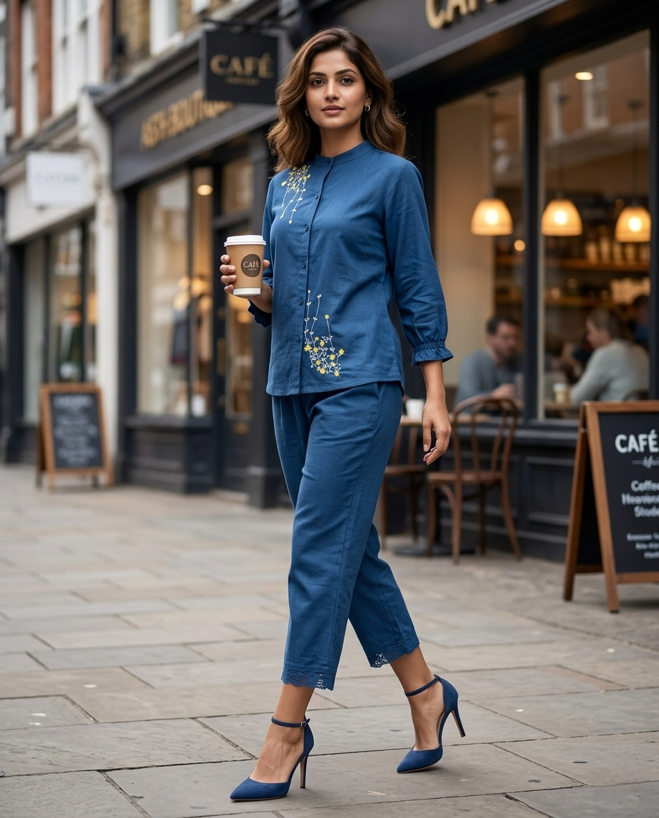 CLASSIC COMFORT BLUE COTTON CORDSET
