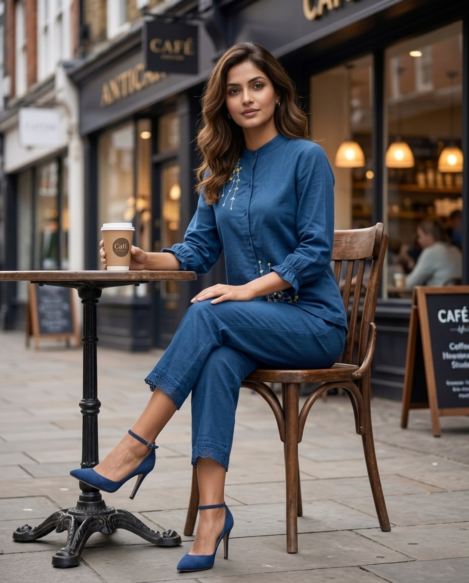 CLASSIC COMFORT BLUE COTTON CORDSET