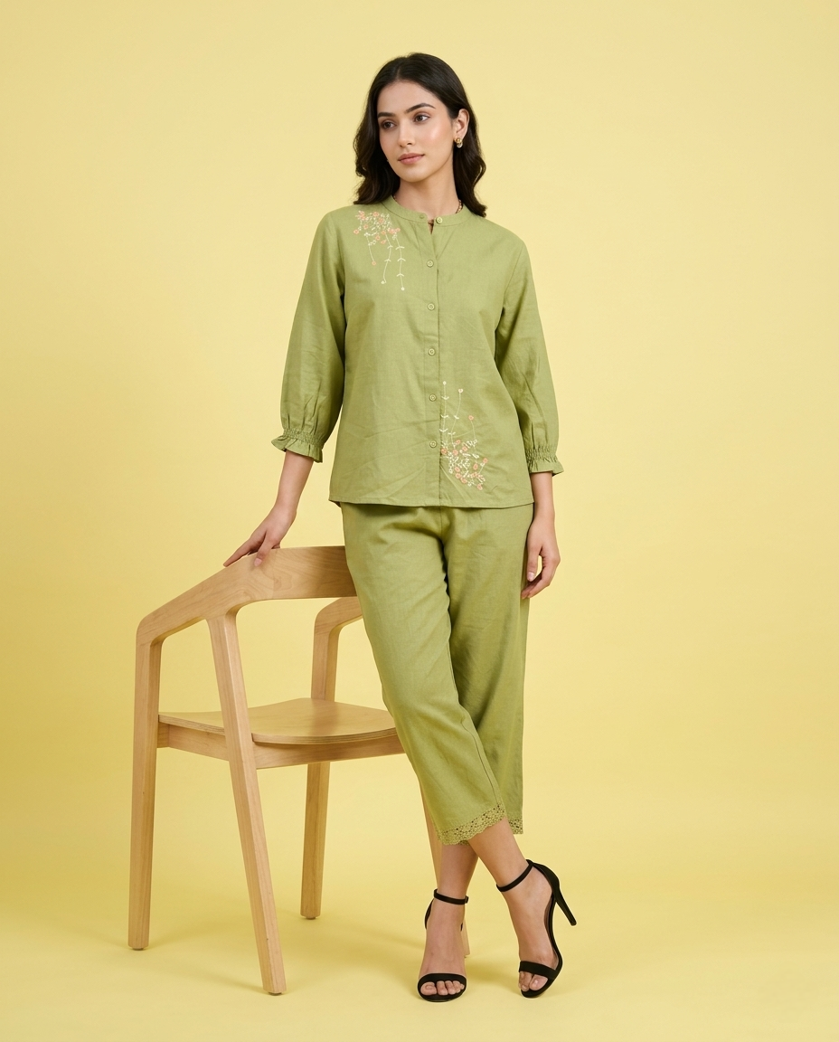 CLASSIC COMFORT GREEN COTTON CORDSET