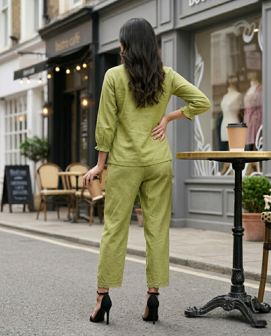 CLASSIC COMFORT GREEN COTTON CORDSET