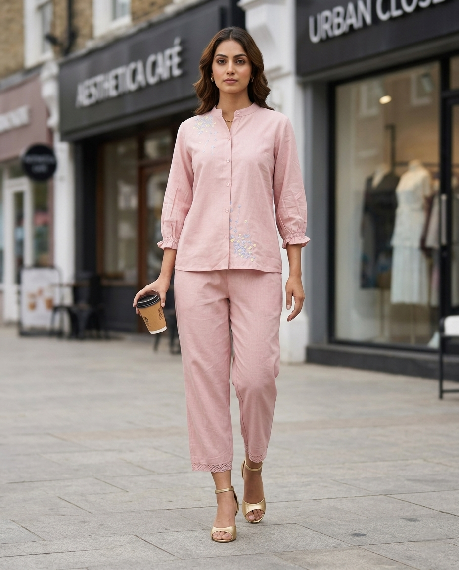 CLASSIC COMFORT PINK COTTON CORDSET