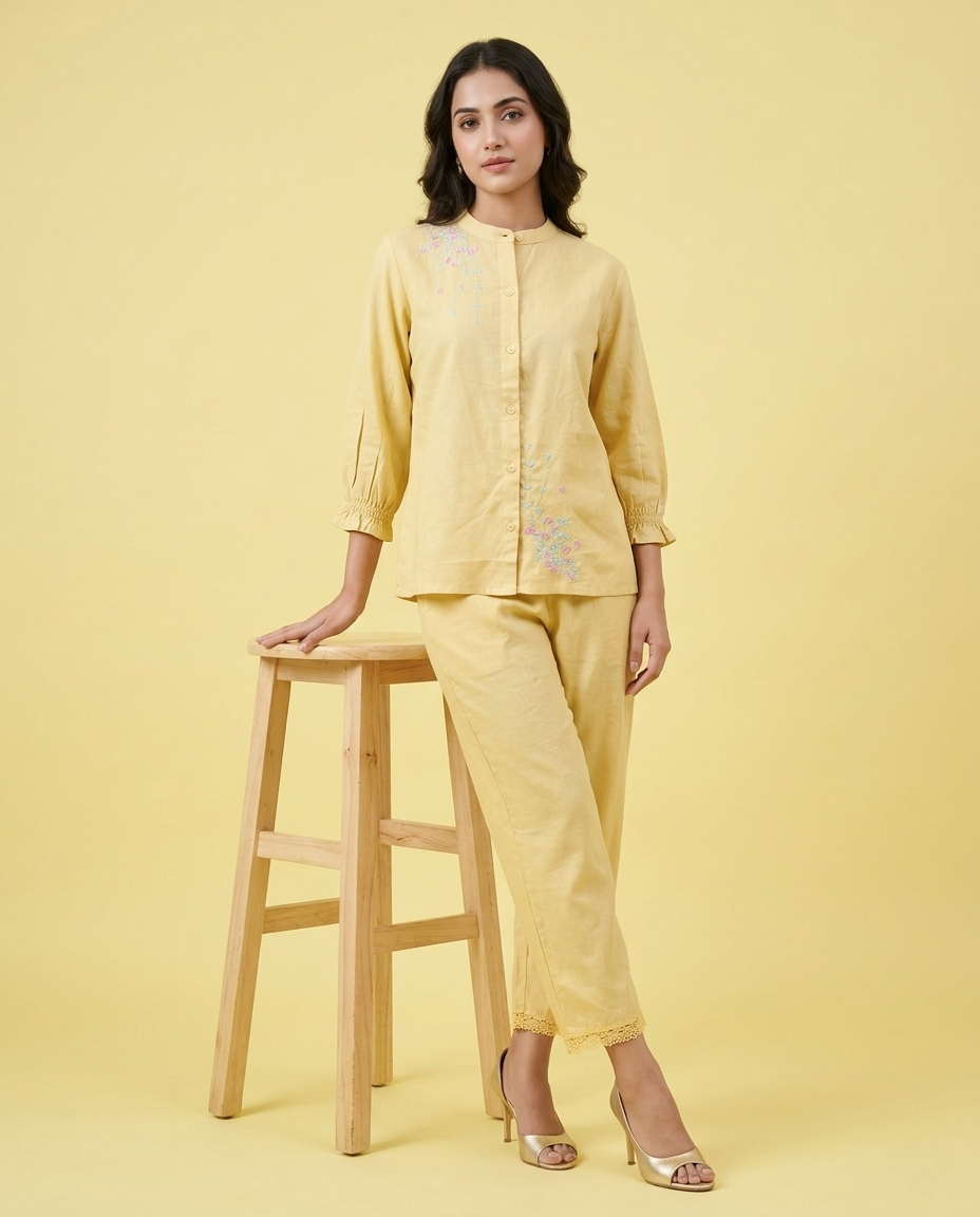 CLASSIC COMFORT YELLOW COTTON CORDSET
