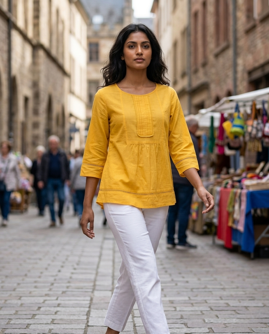 THE ELARA YELLOW COTTON TOP
