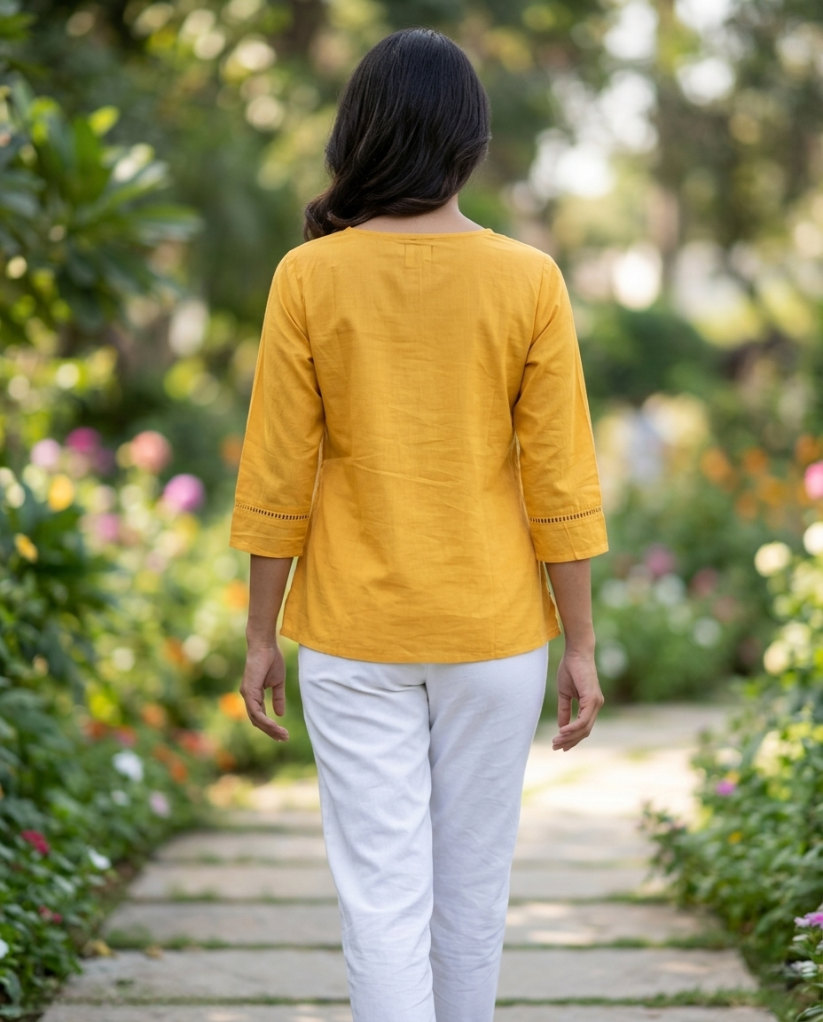 THE ELARA YELLOW COTTON TOP