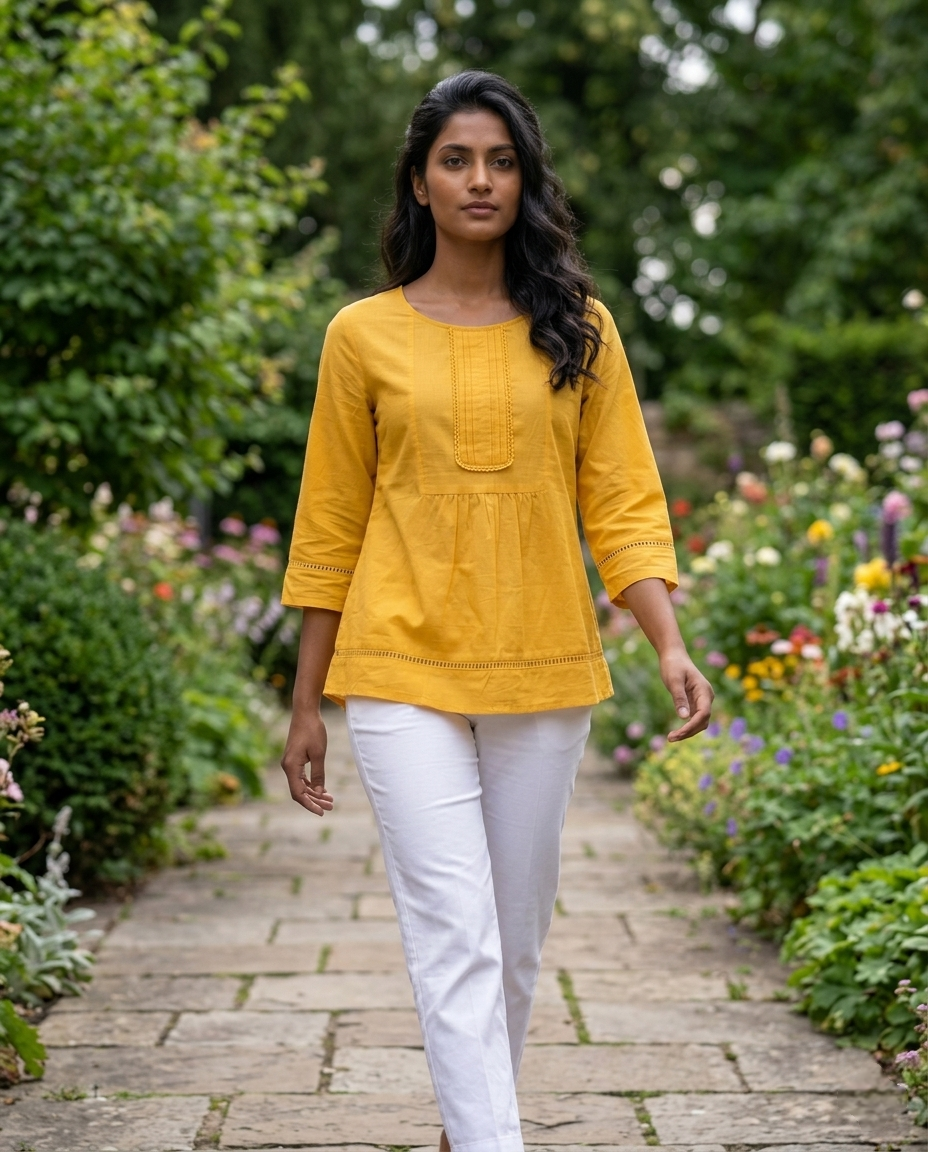 THE ELARA YELLOW COTTON TOP