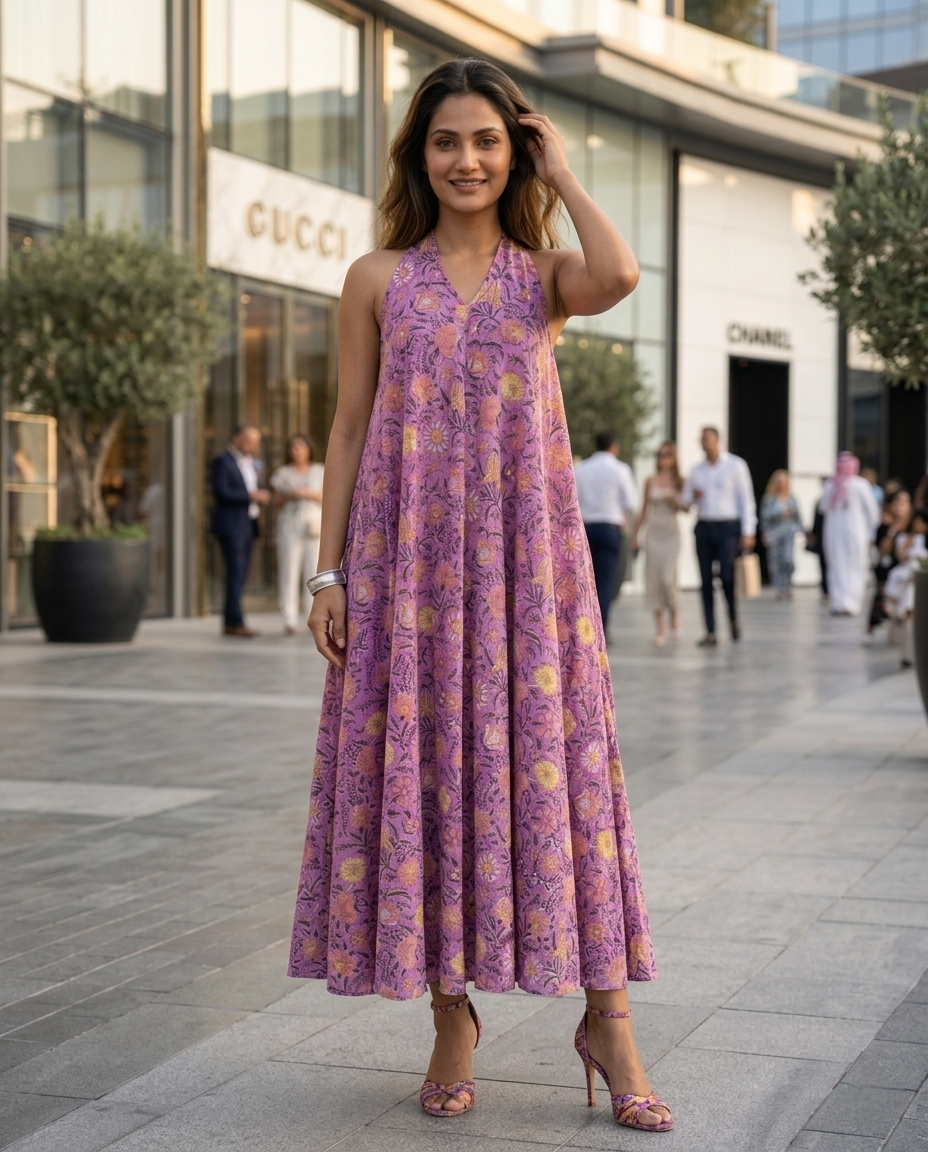 RUBY SHORE HALTER PURPLE COTTON DRESS