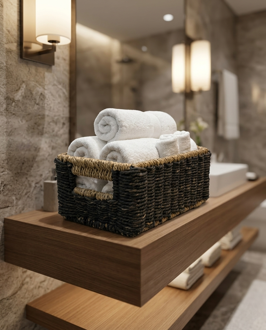 HANDMADE SABAI GRASS BLACK TOWEL BASKET