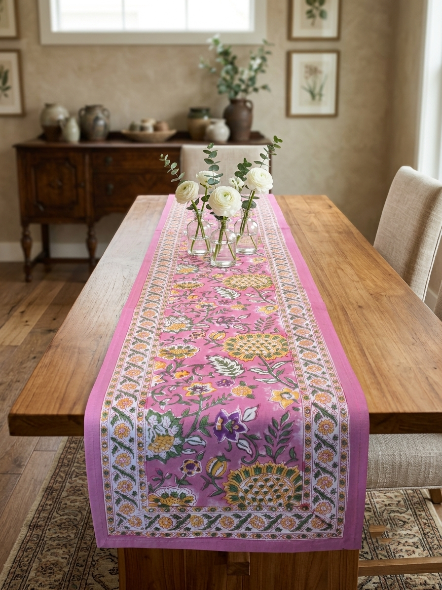 PINK PARADISE FLORAL TABLE RUNNER