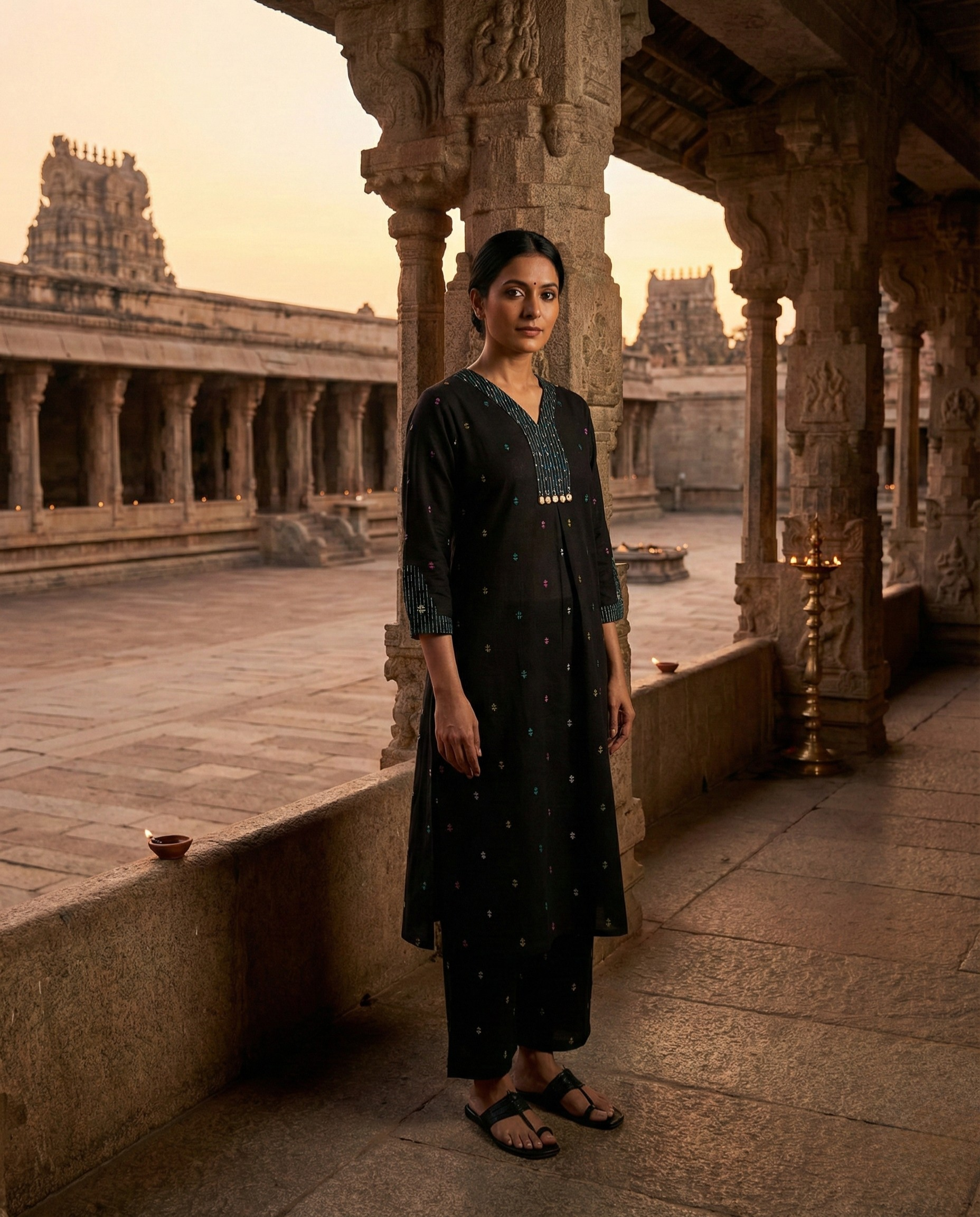 Deccan Weave South Cotton Black KP Set