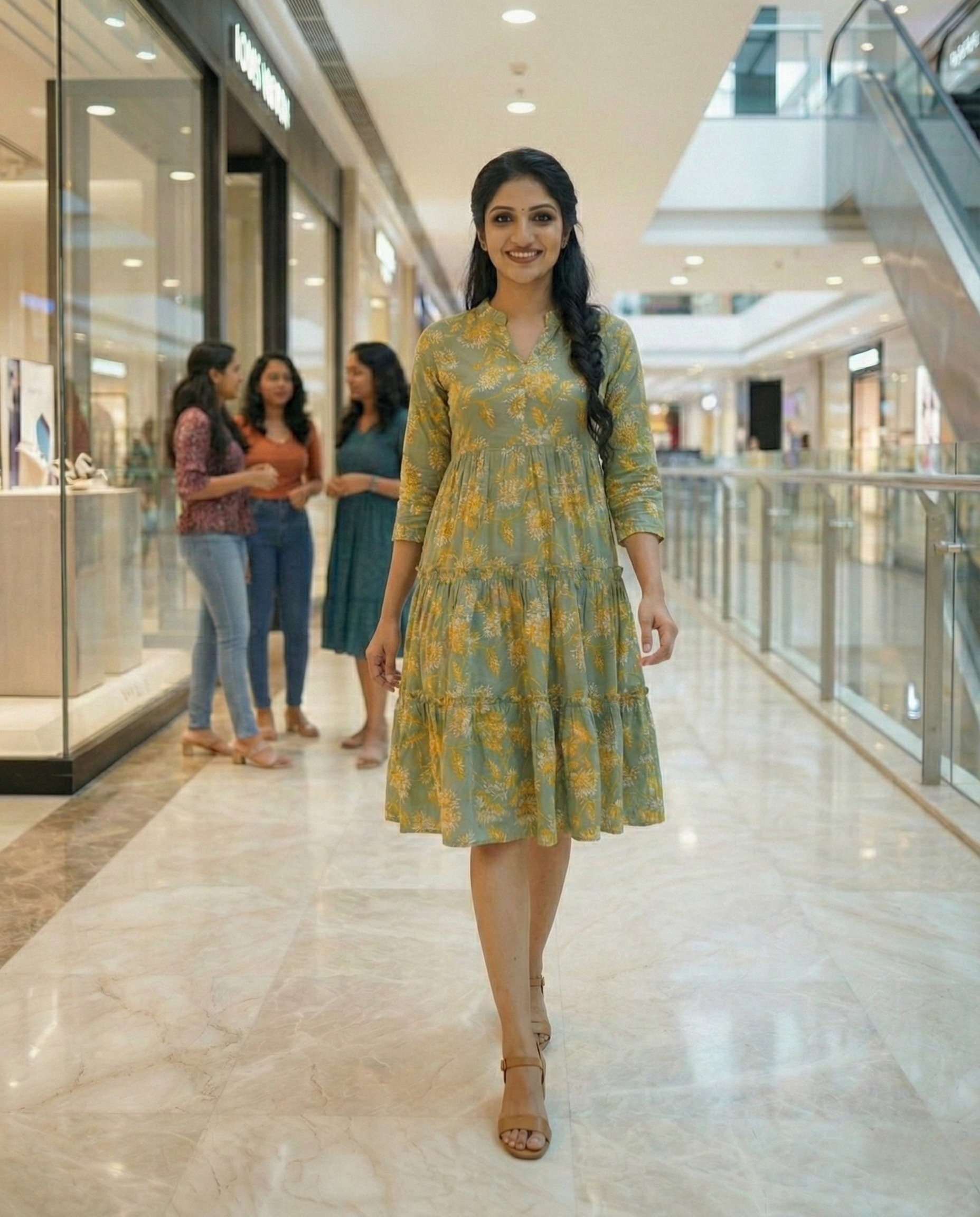 Urban Rang Cotton Green Frock