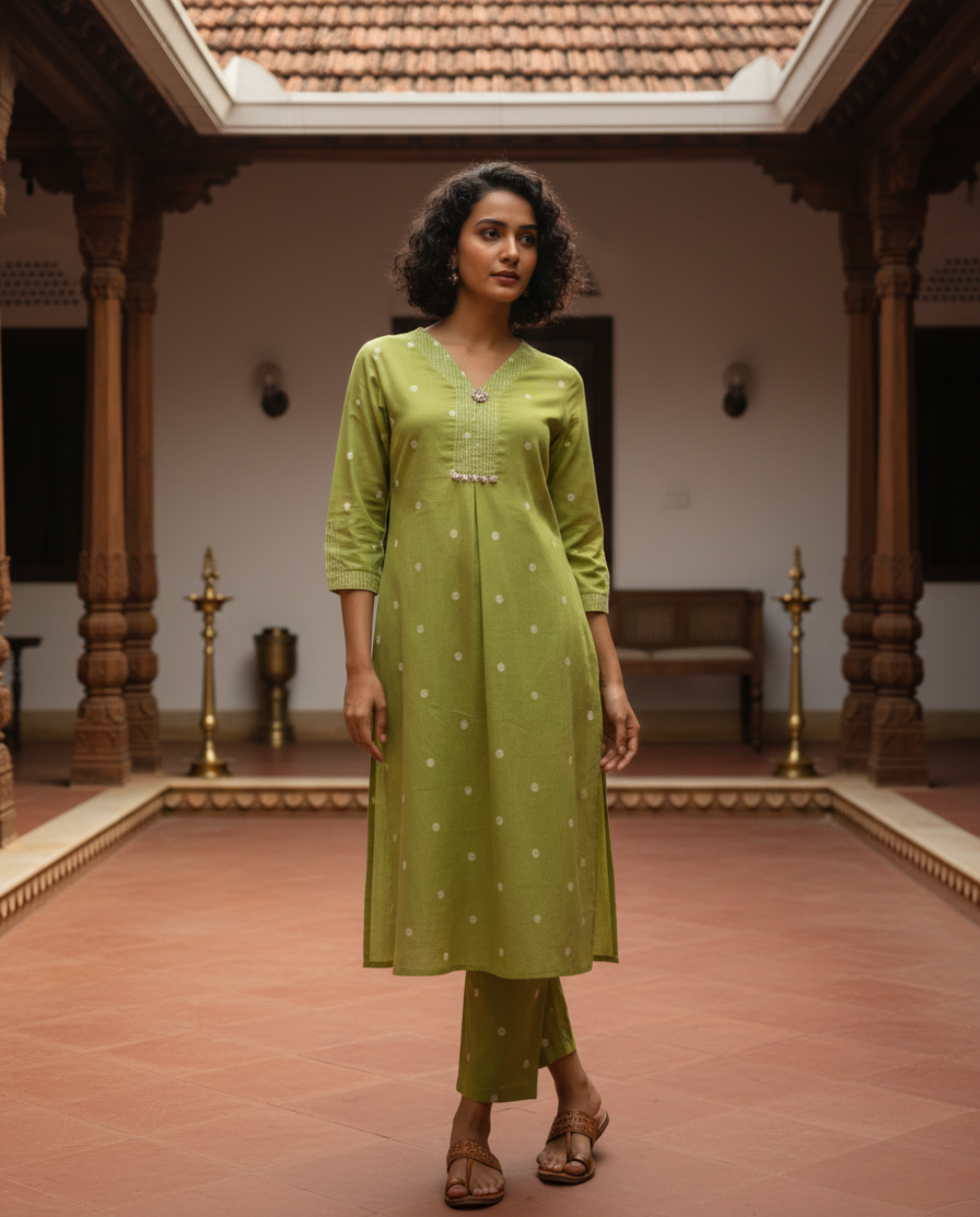 Deccan Weave South Cotton Parrot Green KP Set