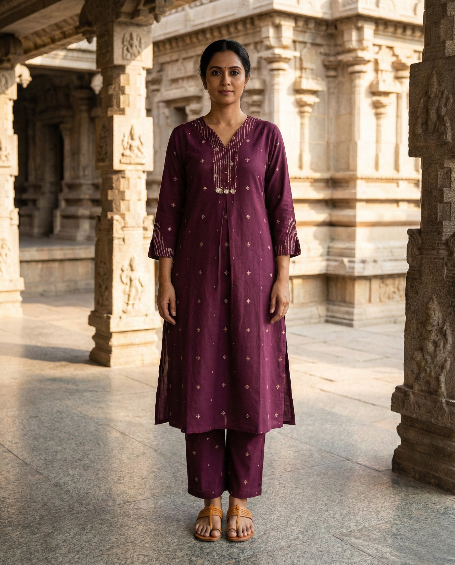 Deccan Weave South Cotton Wine KP Set