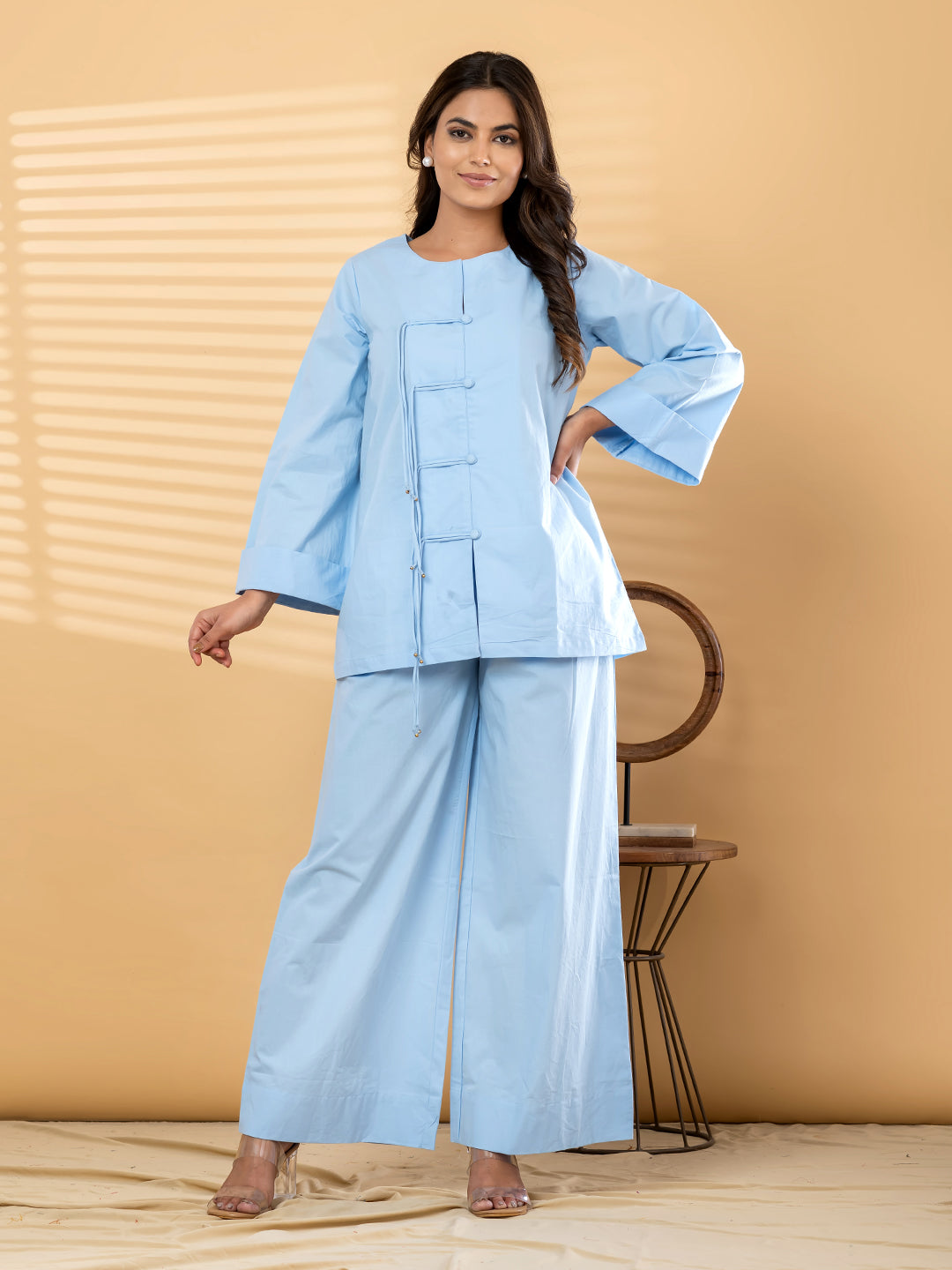 Luna Tie-Up Co-Ord Set – Sky Blue