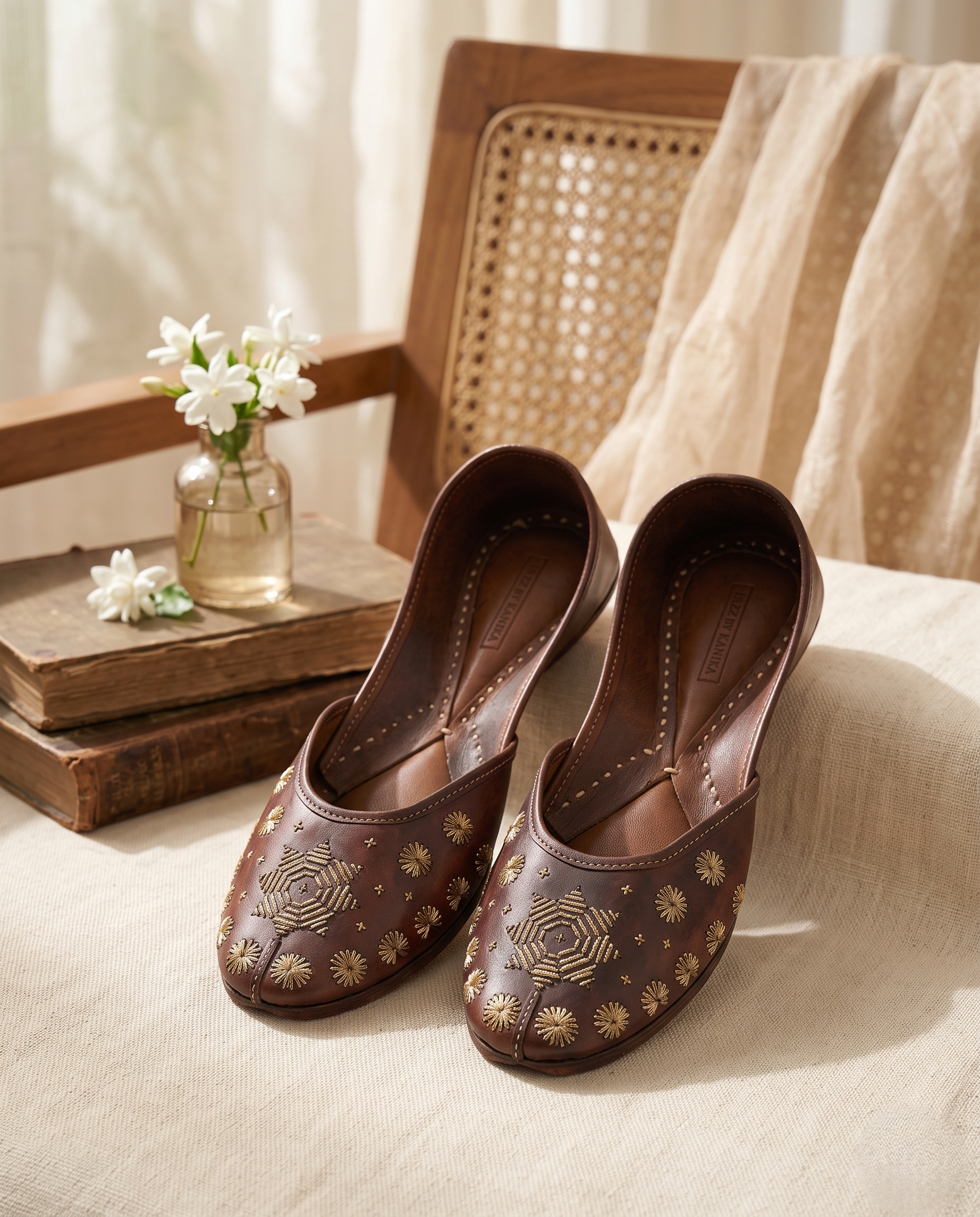 AARI COIL PURE LEATHER DARK BROWN HANDCRAFTED JUTTI