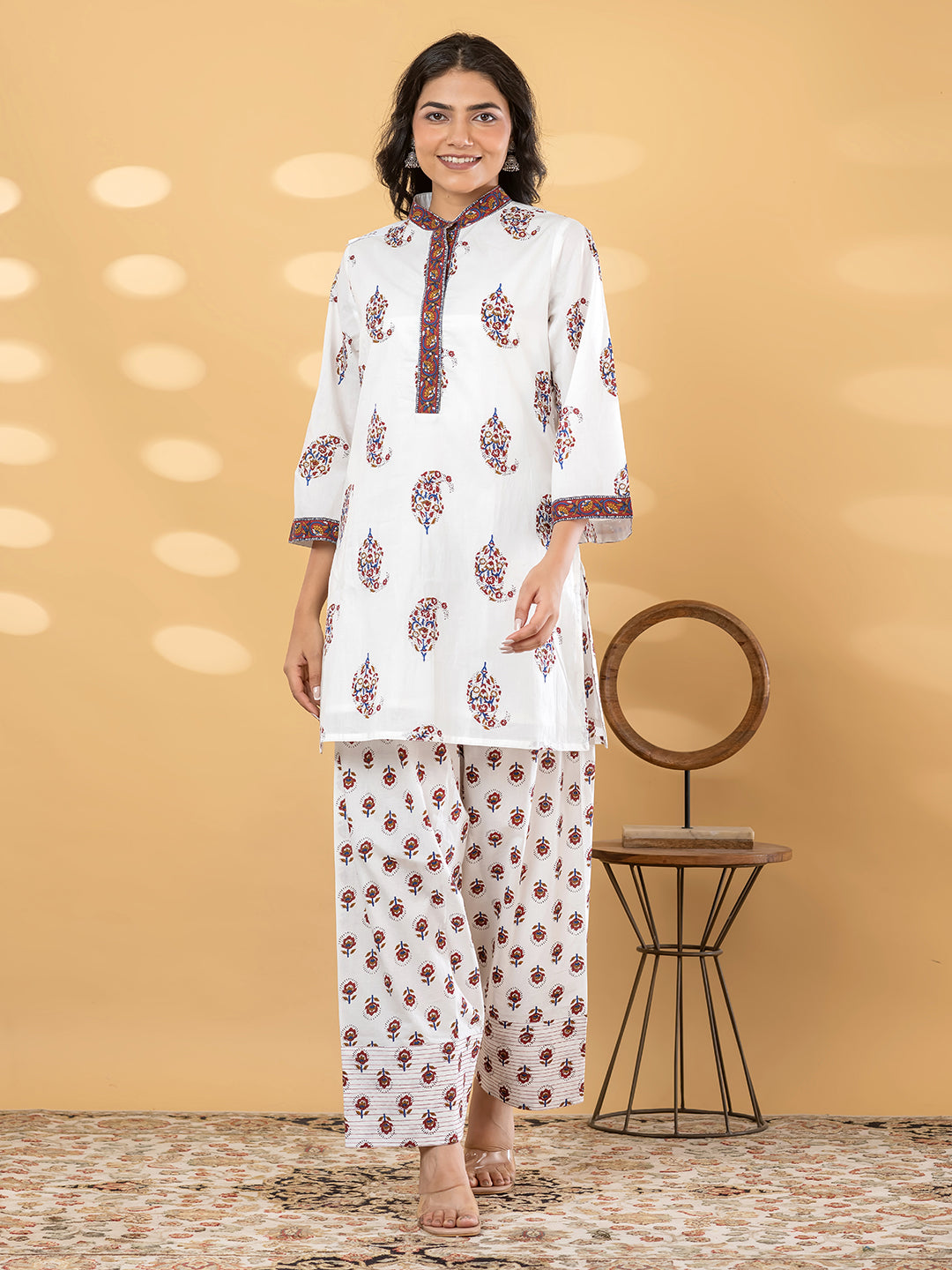 GULBAHAR FARSI WHITE / RED SALWAR SUIT SET