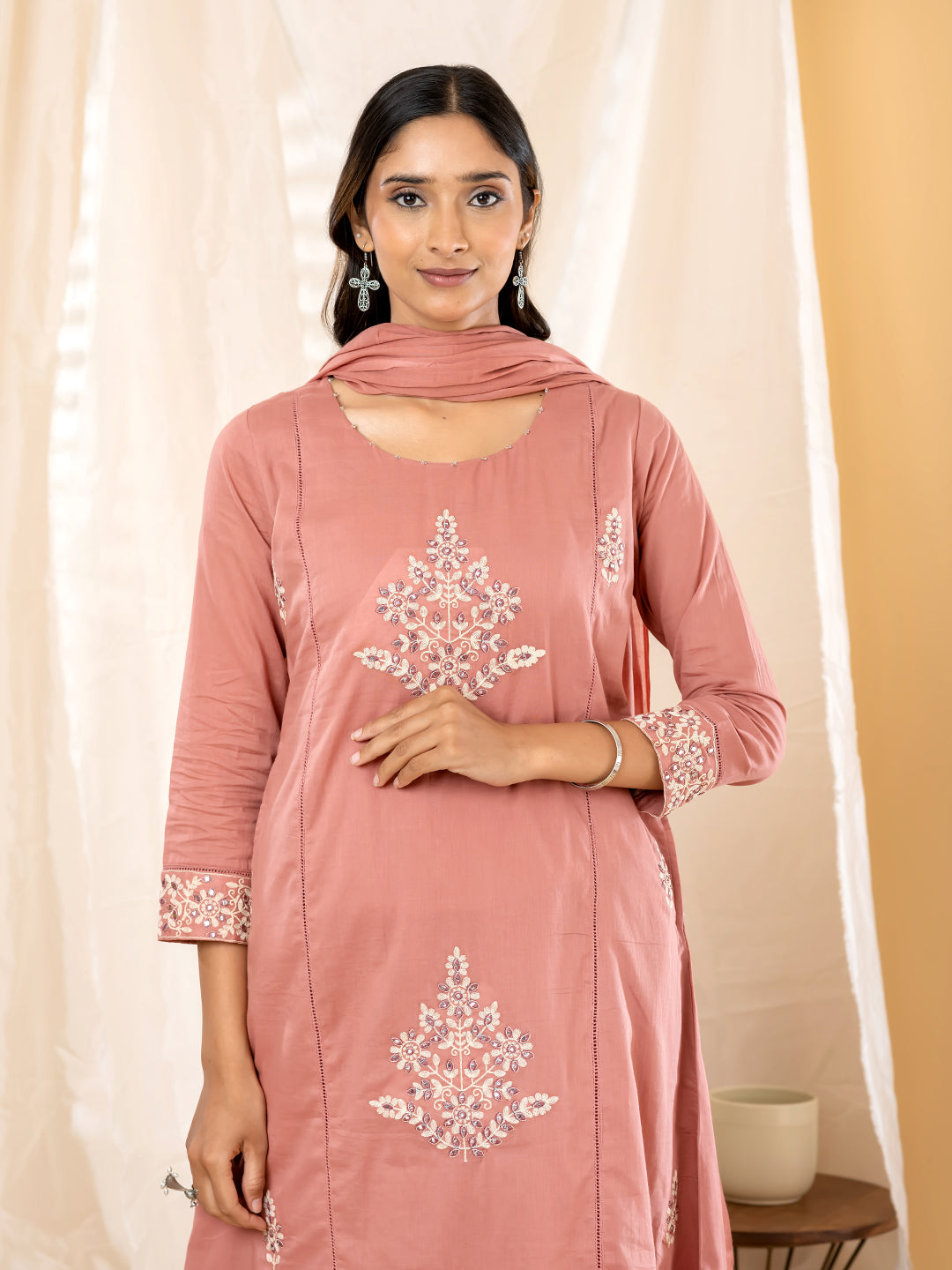 AURELIA EMBROIDERED 3PC SET - DUSTY ROSE