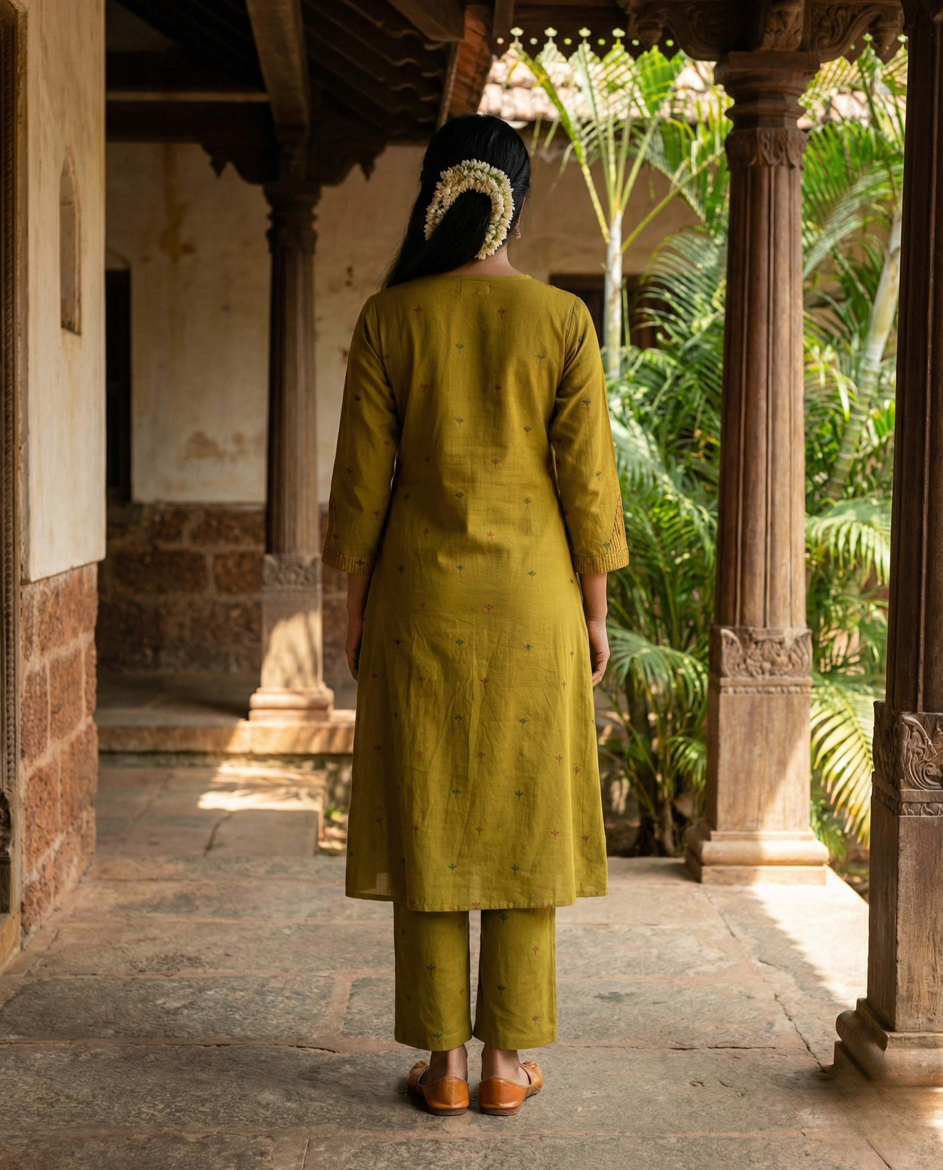 Deccan Weave South Cotton Mustard Brown KP Set
