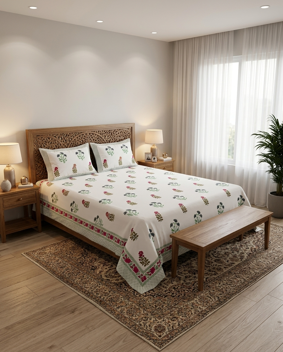 NATURE WEAVE HAND BLOCK BEDSHEET PREMIUM COTTON