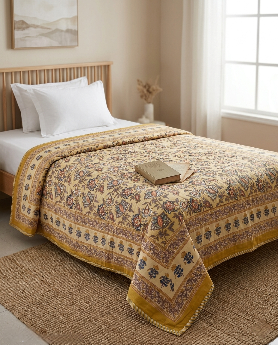 SUNLIT MEADOW REVERSIBLE SINGLE DOHAR PREMIUM COTTON