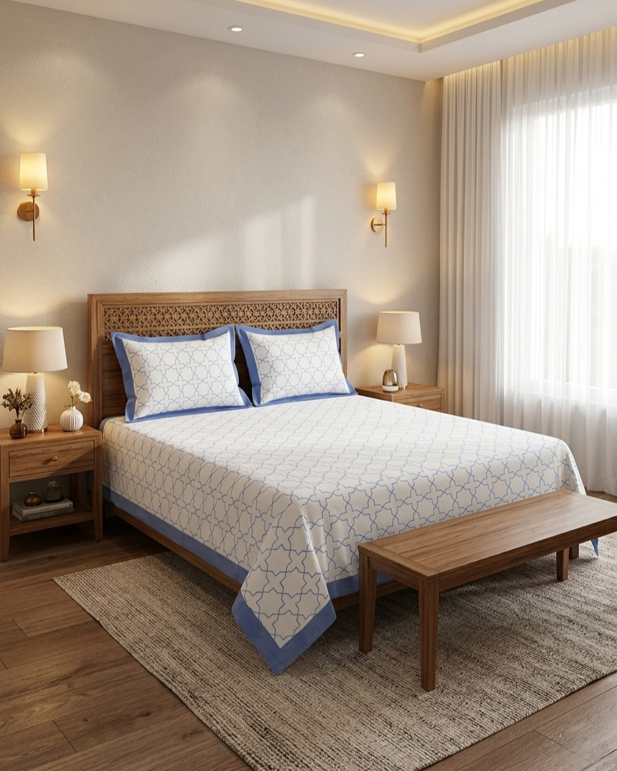 GRID THEORYHAND BLOCK BEDSHEET PREMIUM COTTON