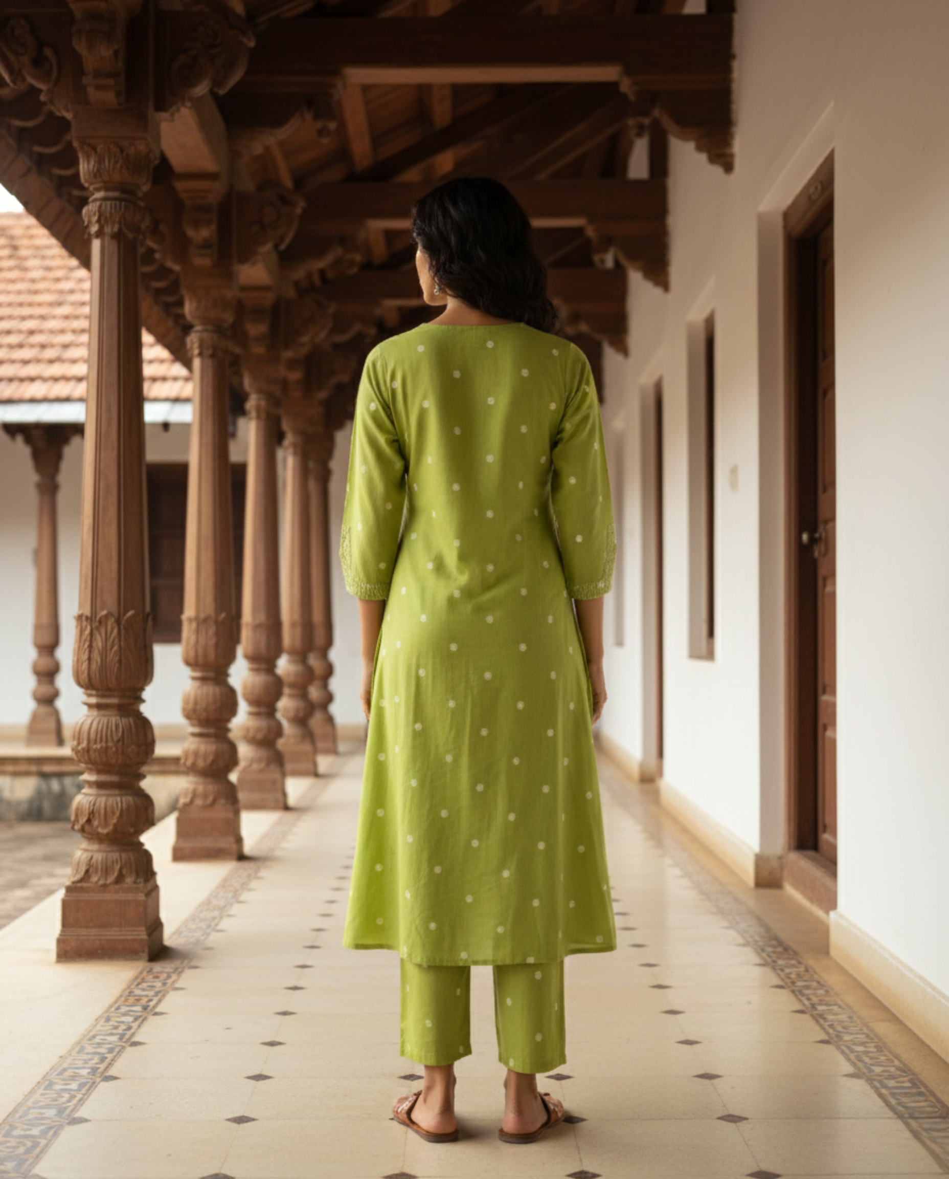 Deccan Weave South Cotton Parrot Green KP Set