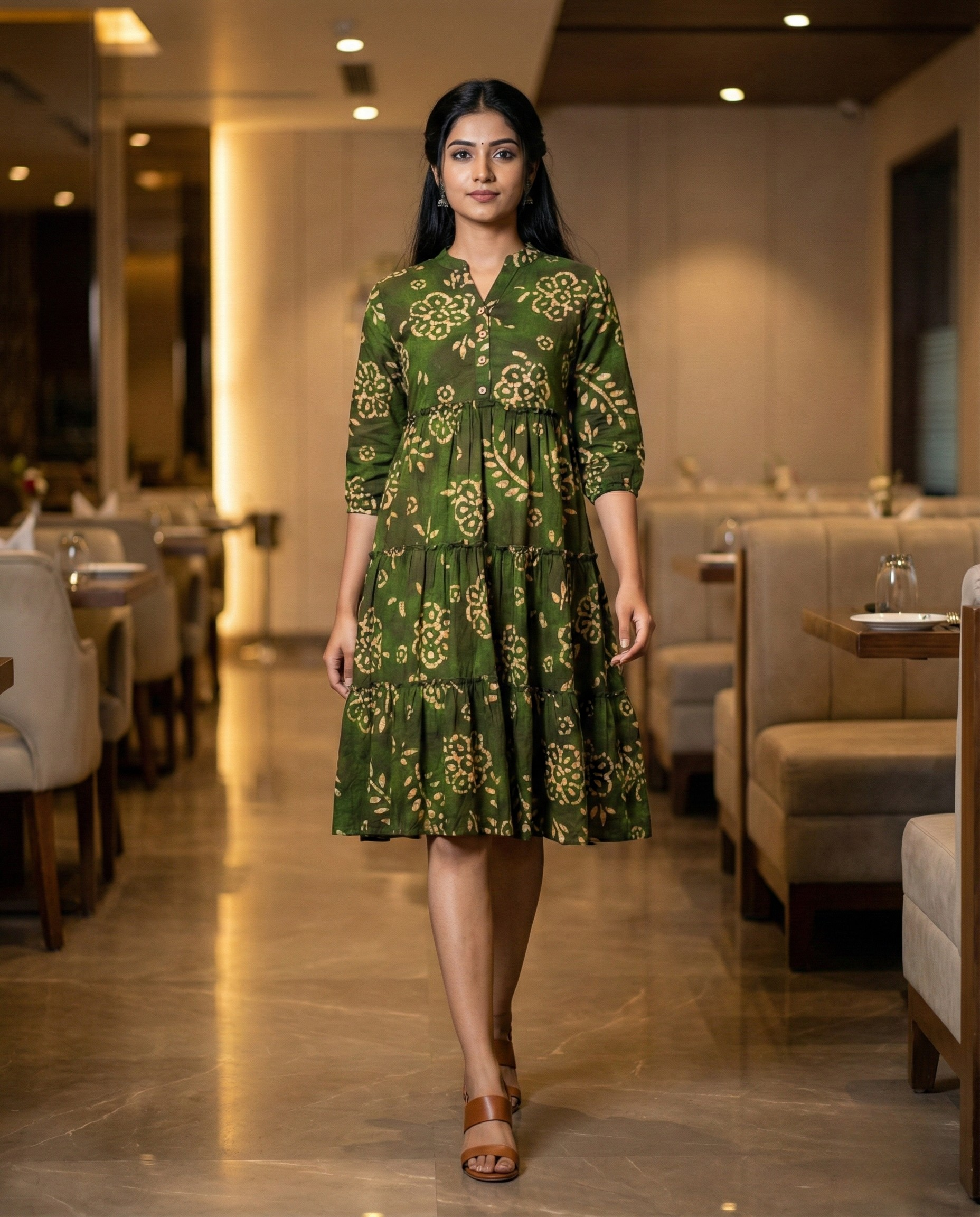 Urban Rang Cotton Bottle Green Frock