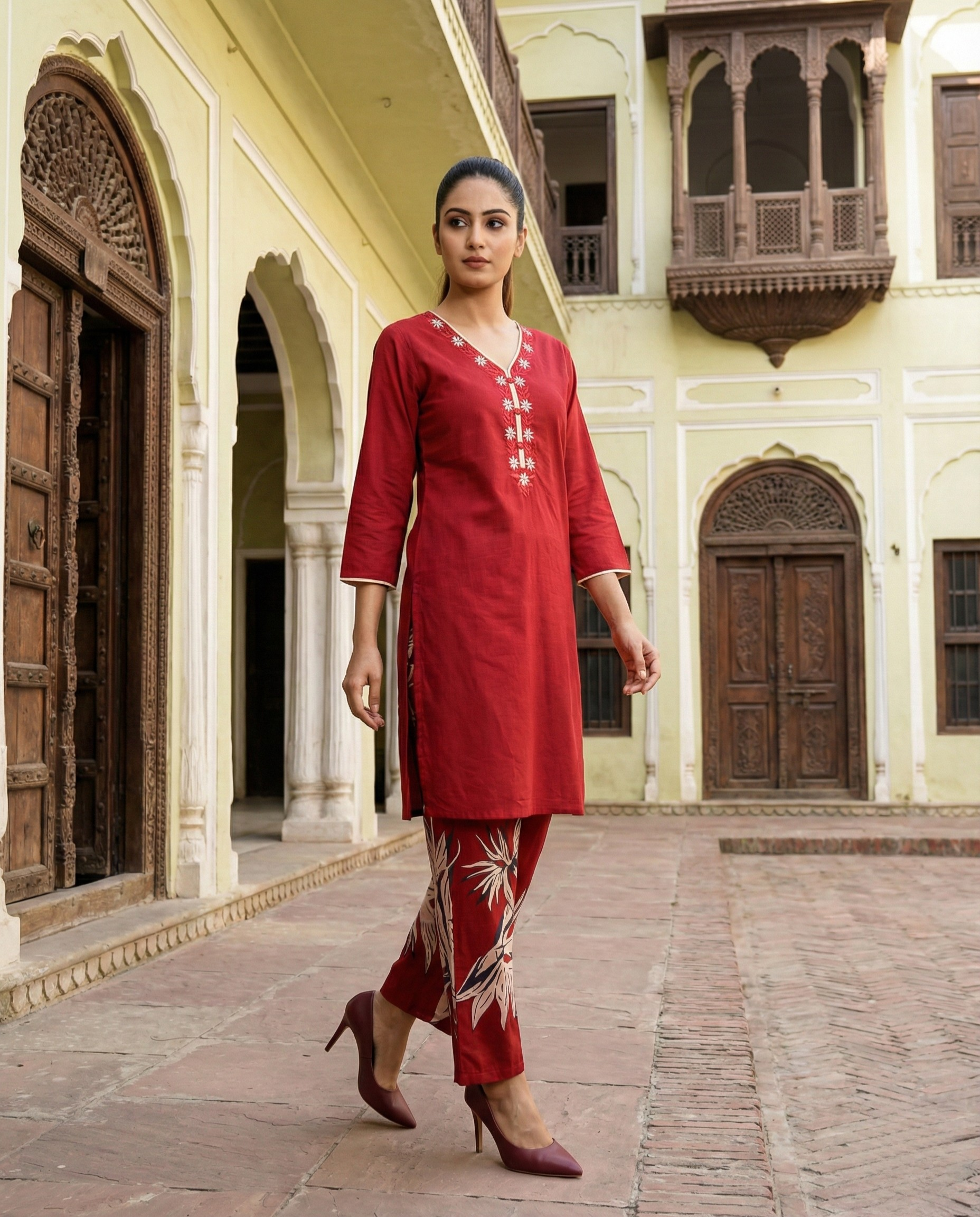 Kingfisher Designer Cotton KP Set - Red