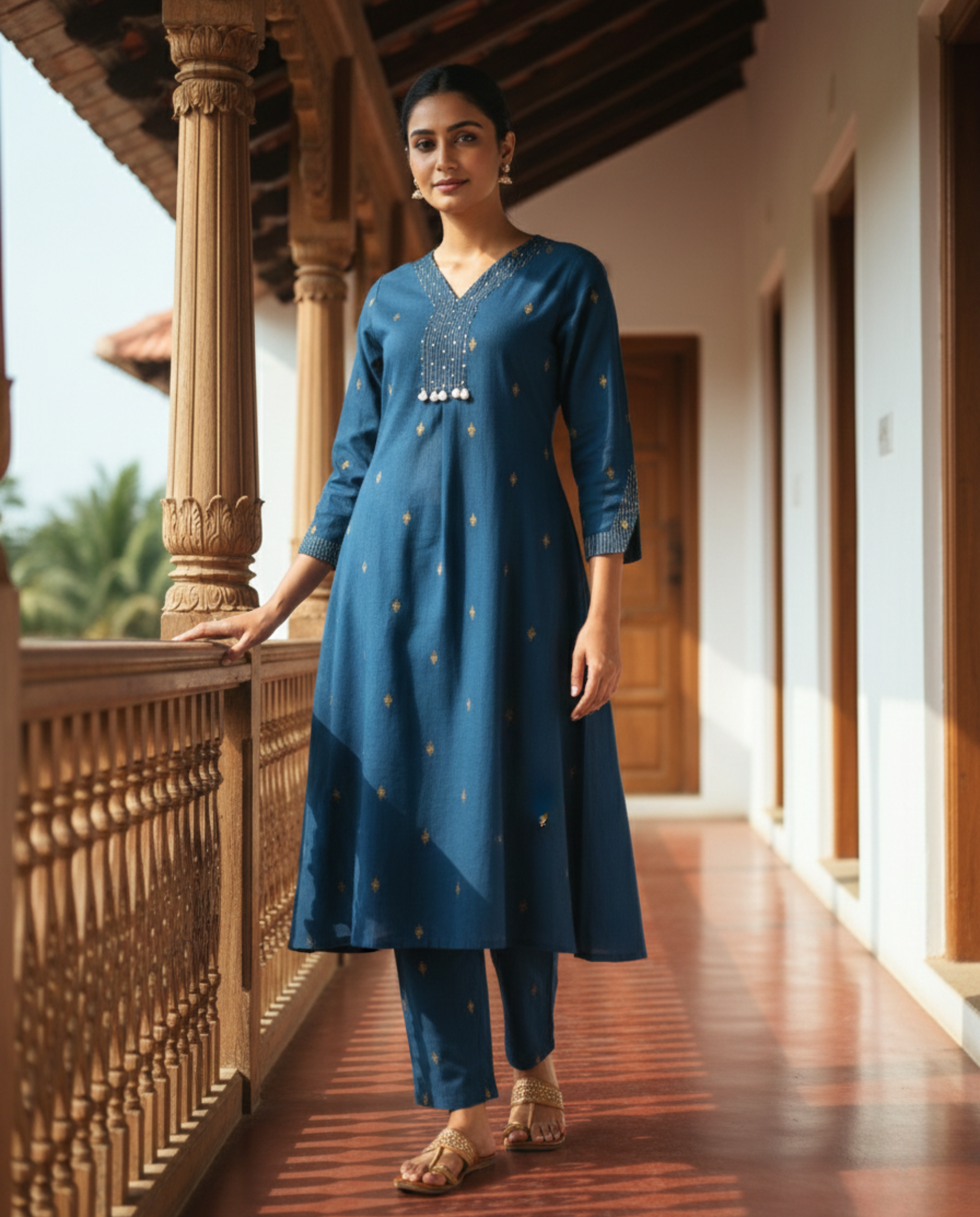 Deccan Weave South Cotton Blue KP Set