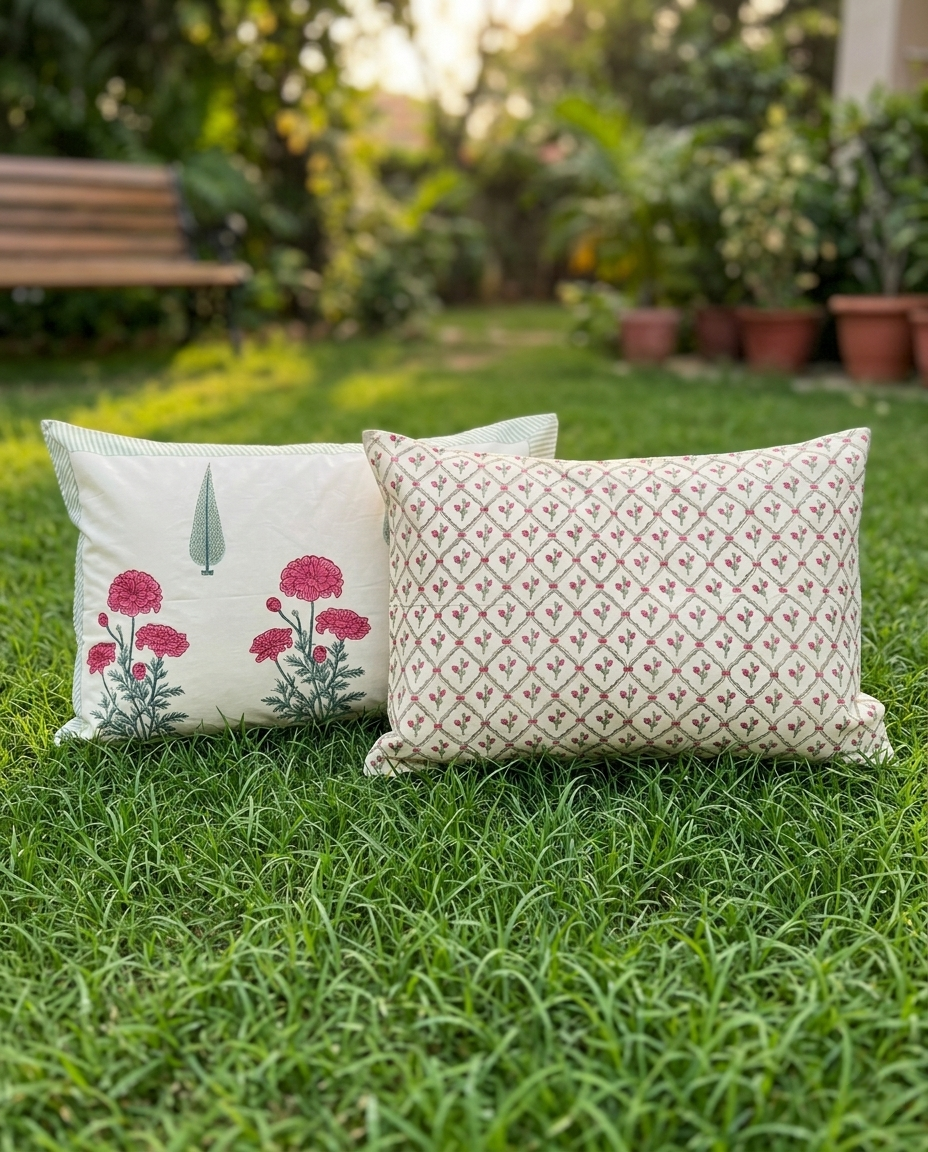 RUSTIC GARDEN HAND BLOCK BEDSHEET PREMIUM COTTON