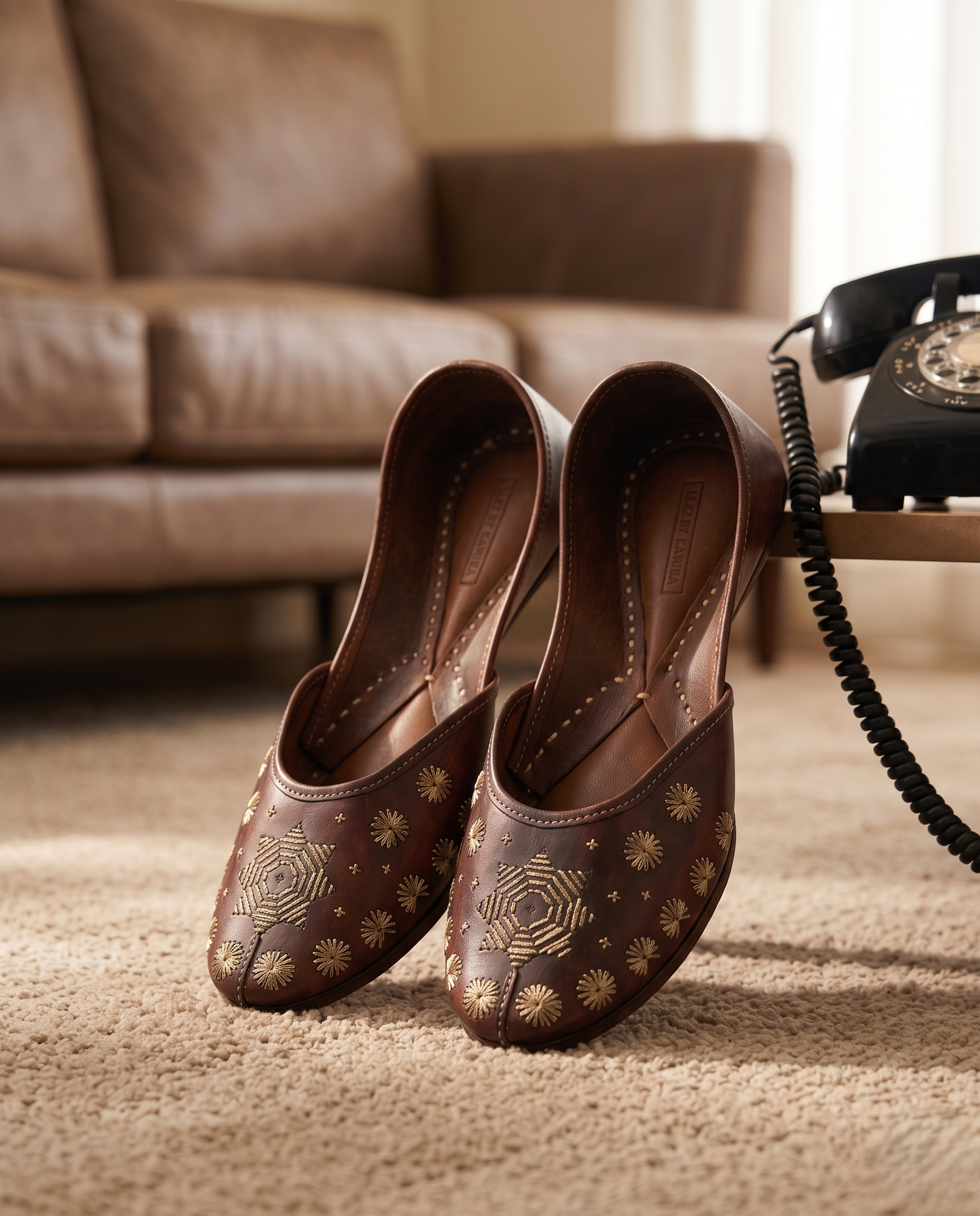 AARI COIL PURE LEATHER DARK BROWN HANDCRAFTED JUTTI