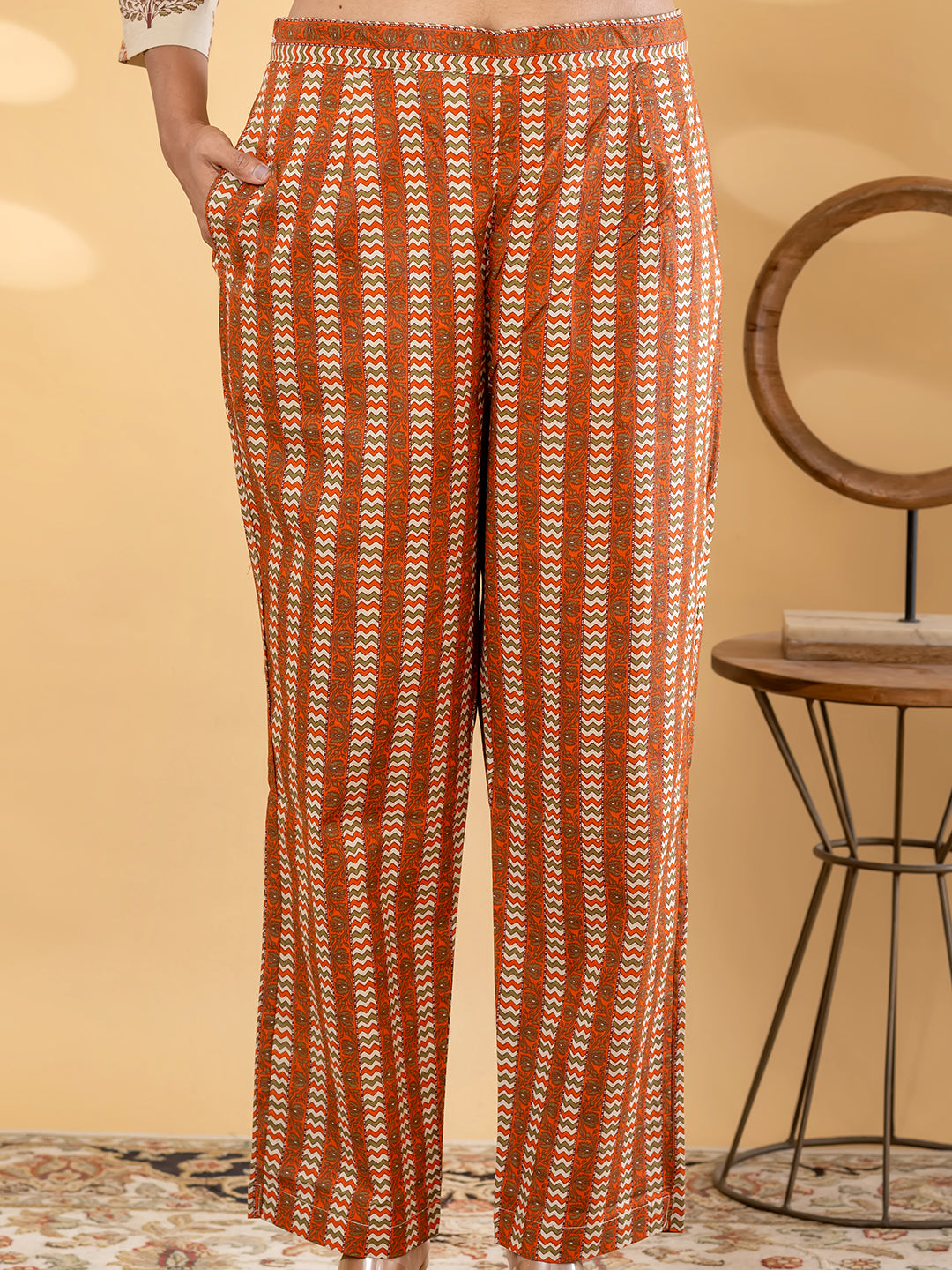 AVYARA BOTANICAL PRINTED 3PC SET - IVORY ORANGE