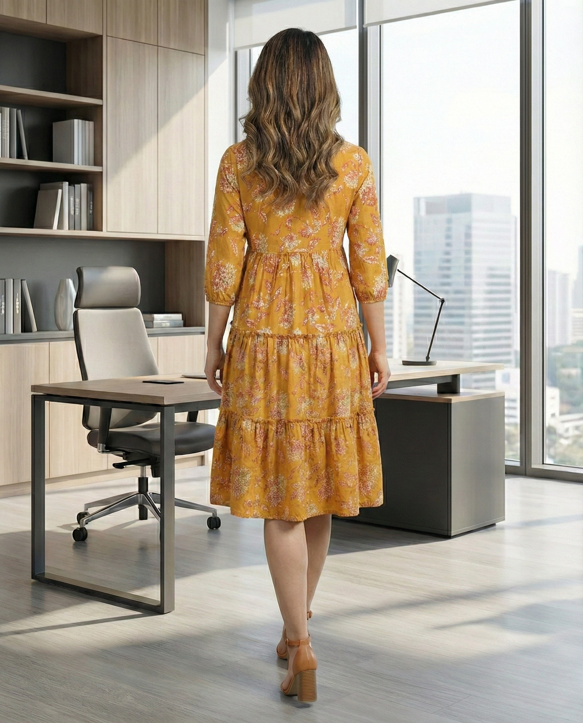 Urban Rang Cotton Mustard Frock