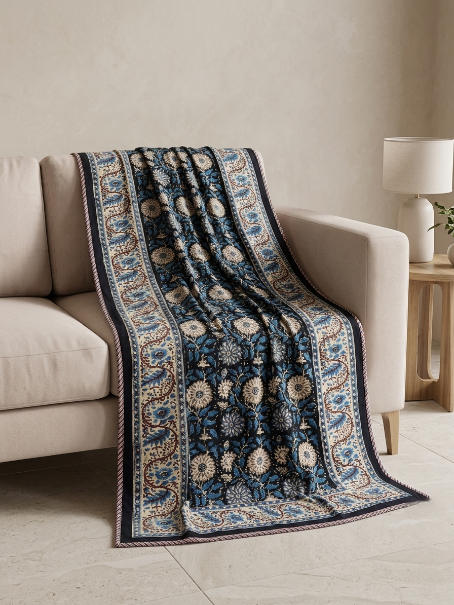 MIDNIGHT BLOOM REVERSIBLE SINGLE DOHAR PREMIUM COTTON
