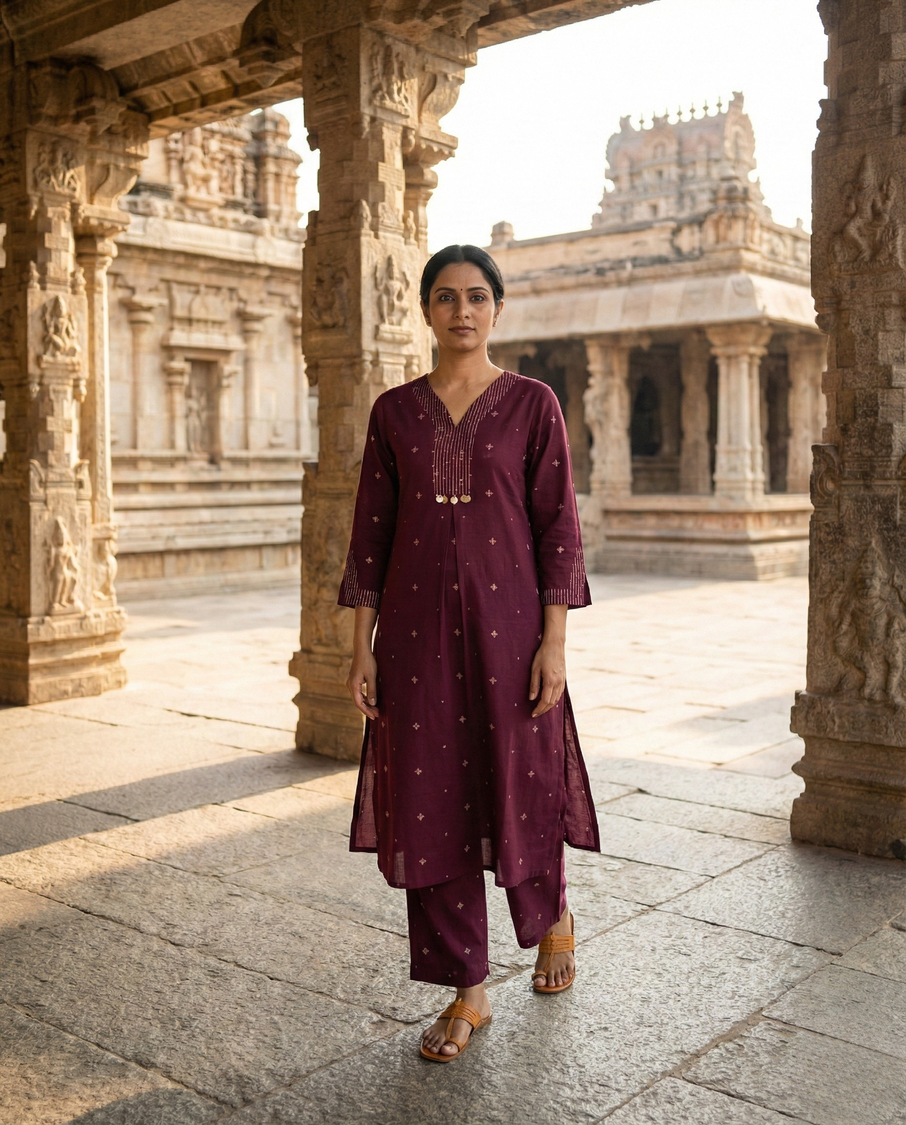 Deccan Weave South Cotton Wine KP Set