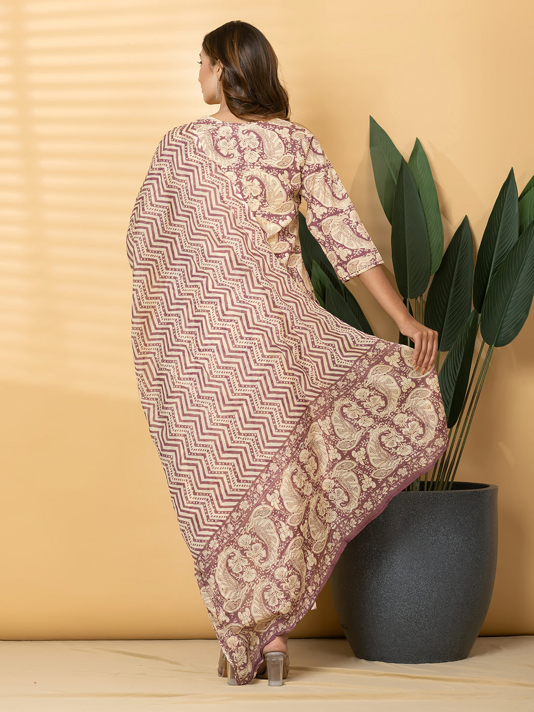 ZARAAN PRINTED 3PC SET - DUSTY MAUVE