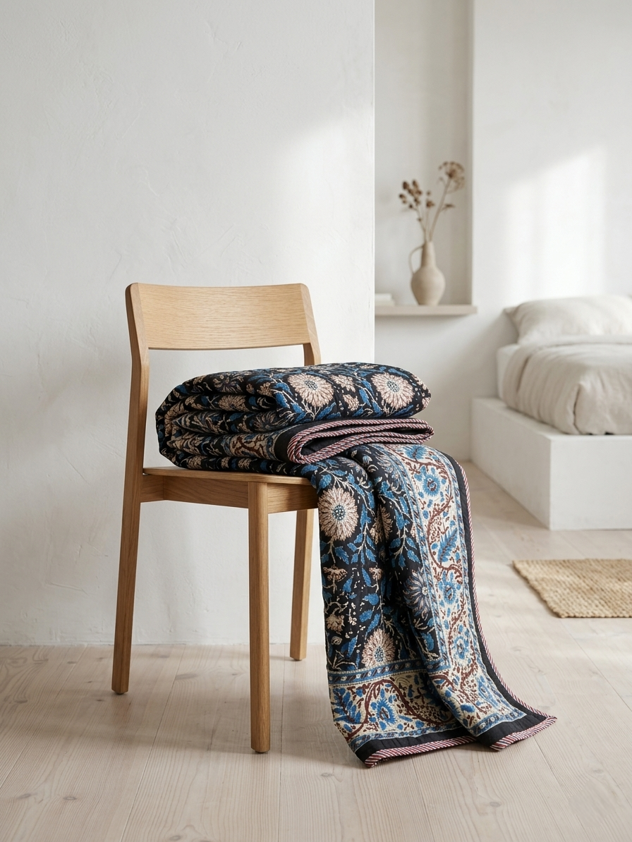 MIDNIGHT BLOOM REVERSIBLE SINGLE DOHAR PREMIUM COTTON