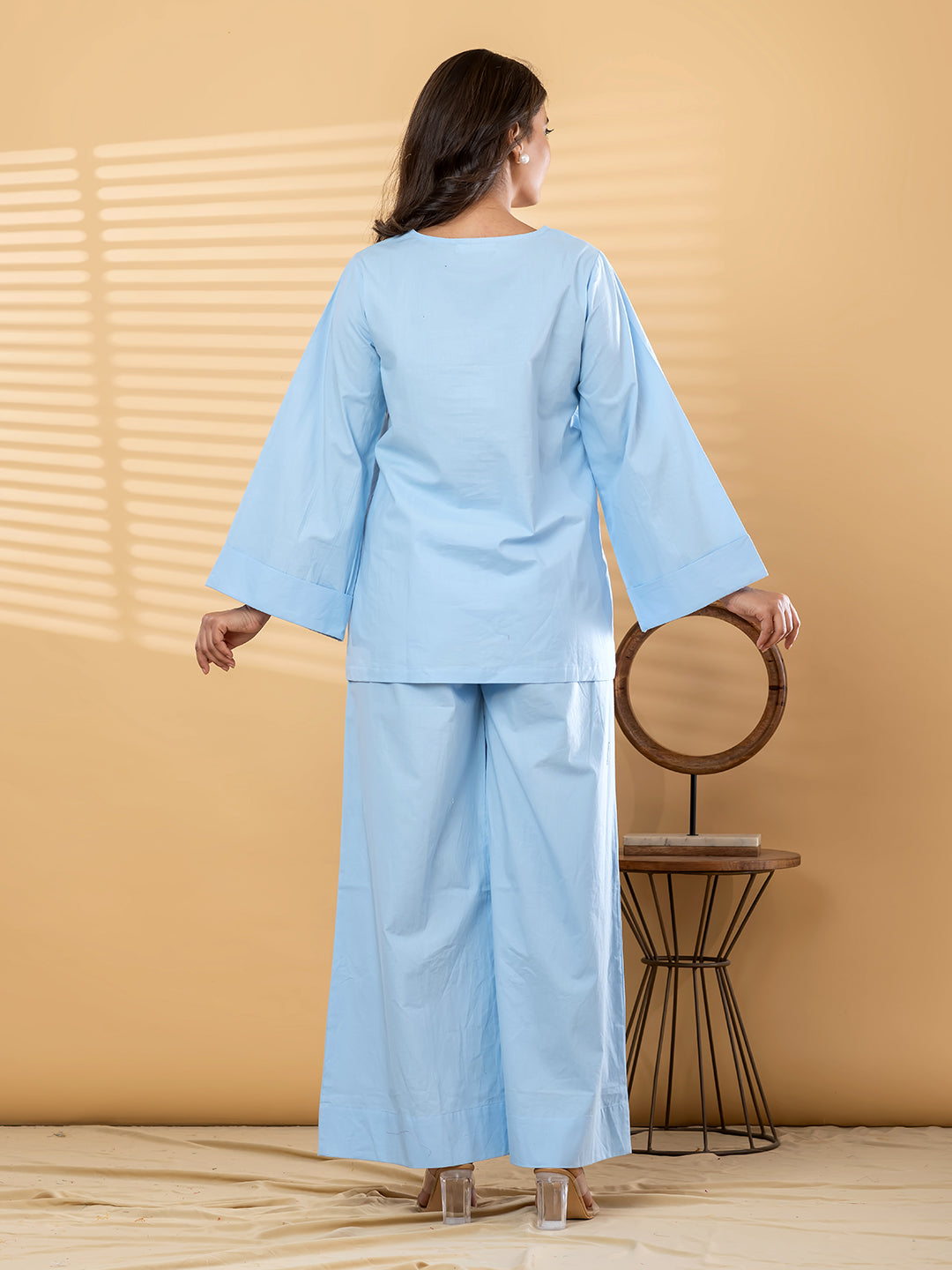 Luna Tie-Up Co-Ord Set – Sky Blue