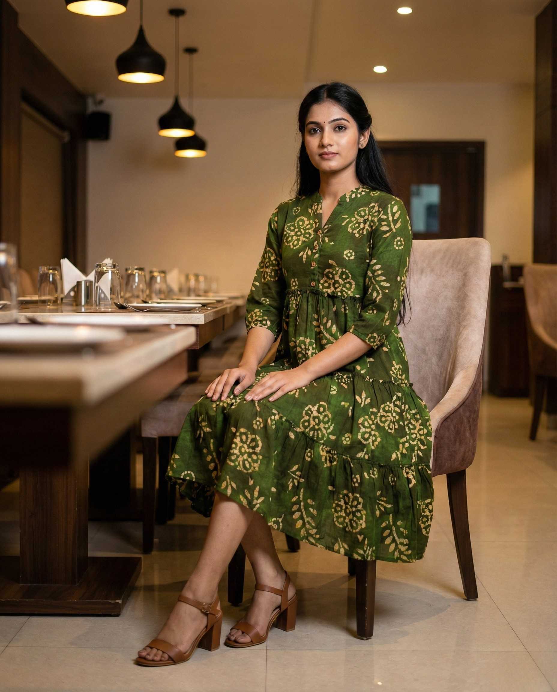 Urban Rang Cotton Bottle Green Frock