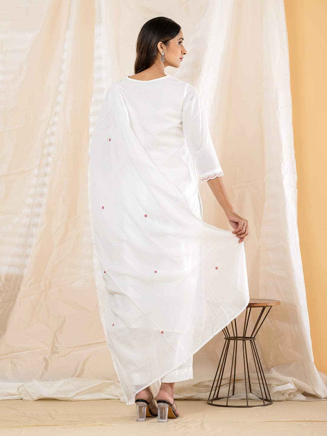 Gulrose Embroidered 3Pc Set – Ivory White